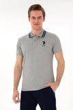 USPA Men Polo Shirt USPA Big Logo Grey Melange VR086 USPOM280 US POLO ASSN.