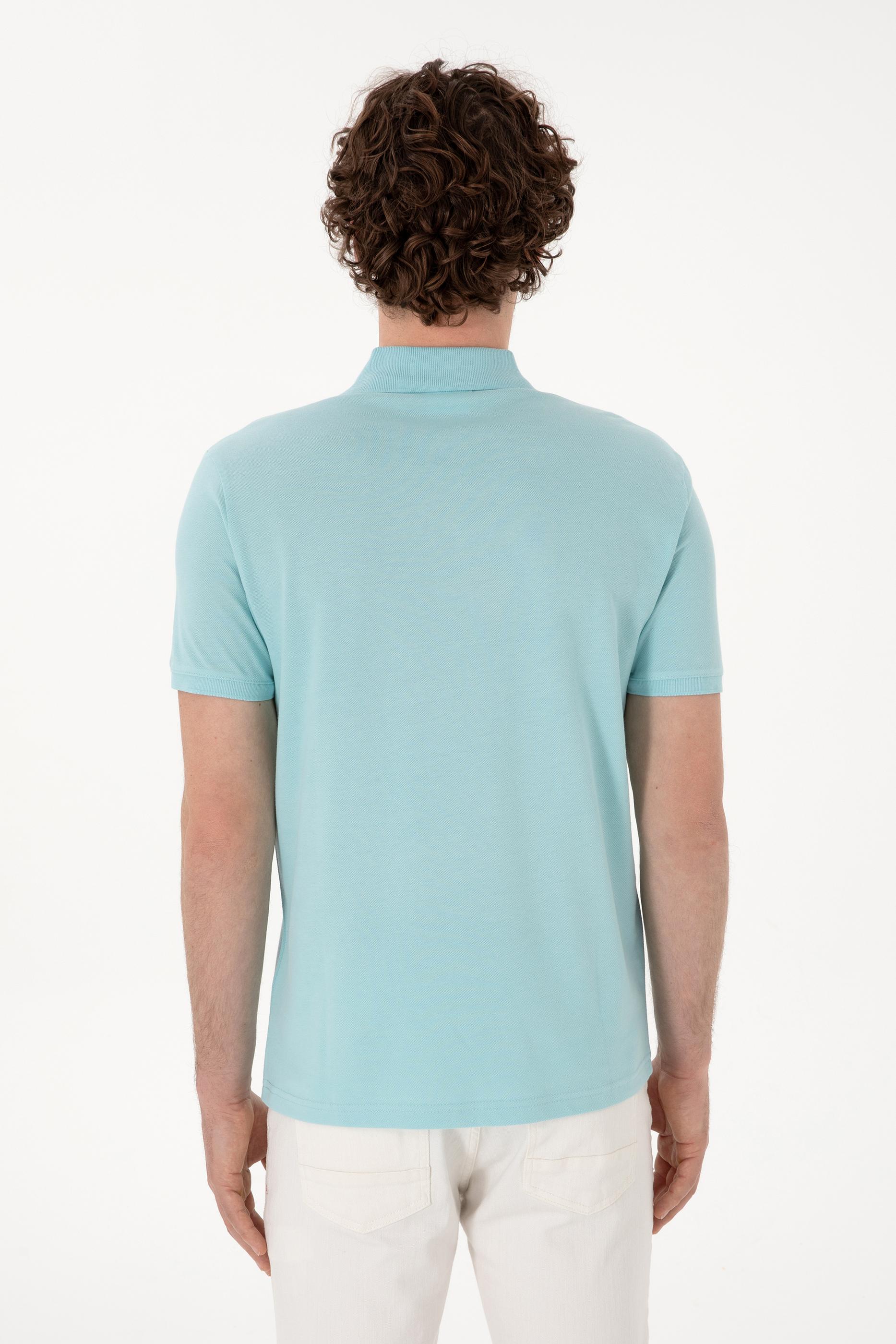 USPA Polo Shirt Men Aqua VR007 USPOM298 Single Color Horse US Polo Assn.