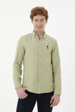 USPA Men Shirt Slim Full Sleeve Light Khaki VR183 USPSH347 US Polo Assn.