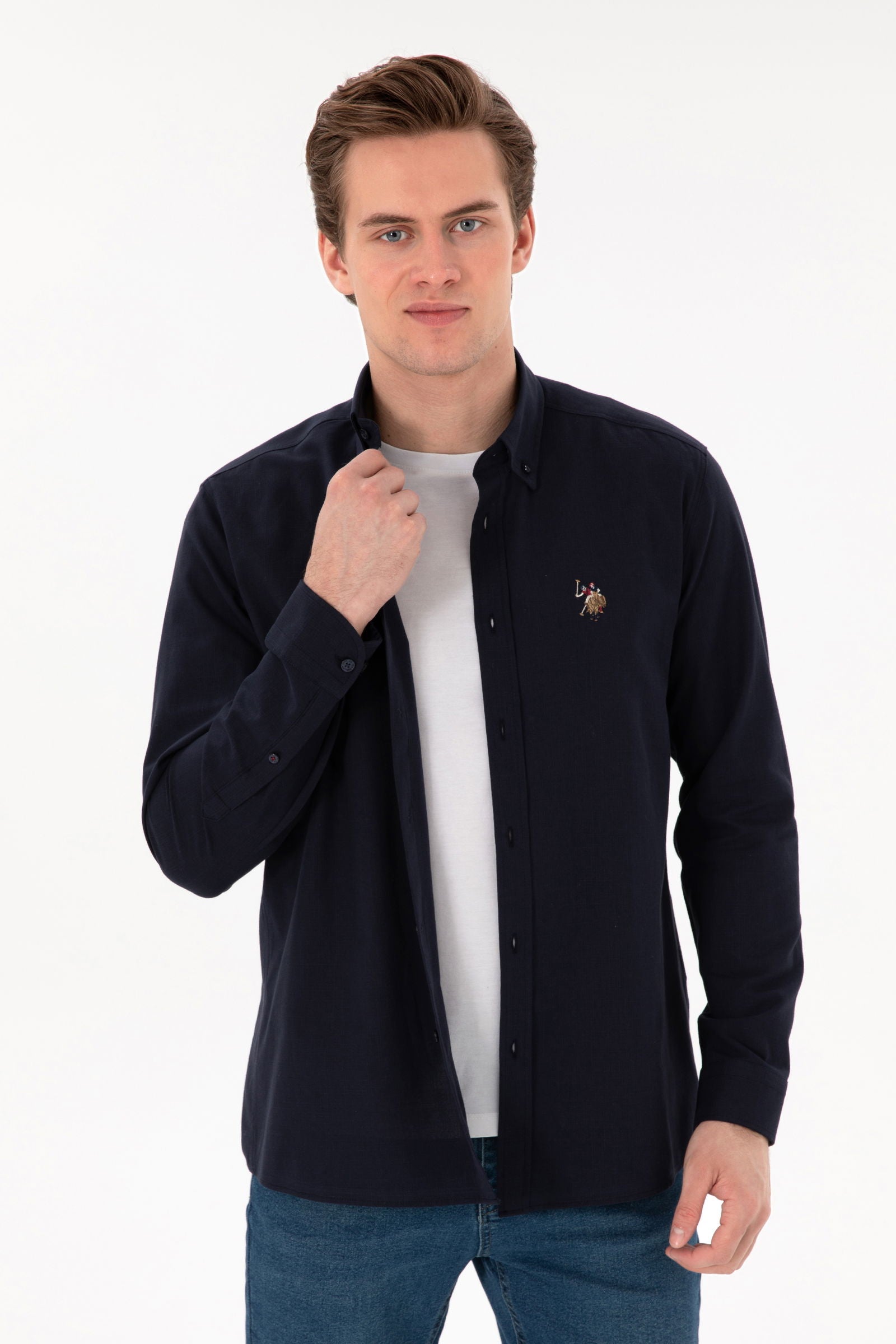 USPA Men Shirt Enzogl Regular Fit Navy VR033 USPSH359 US Polo Assn.