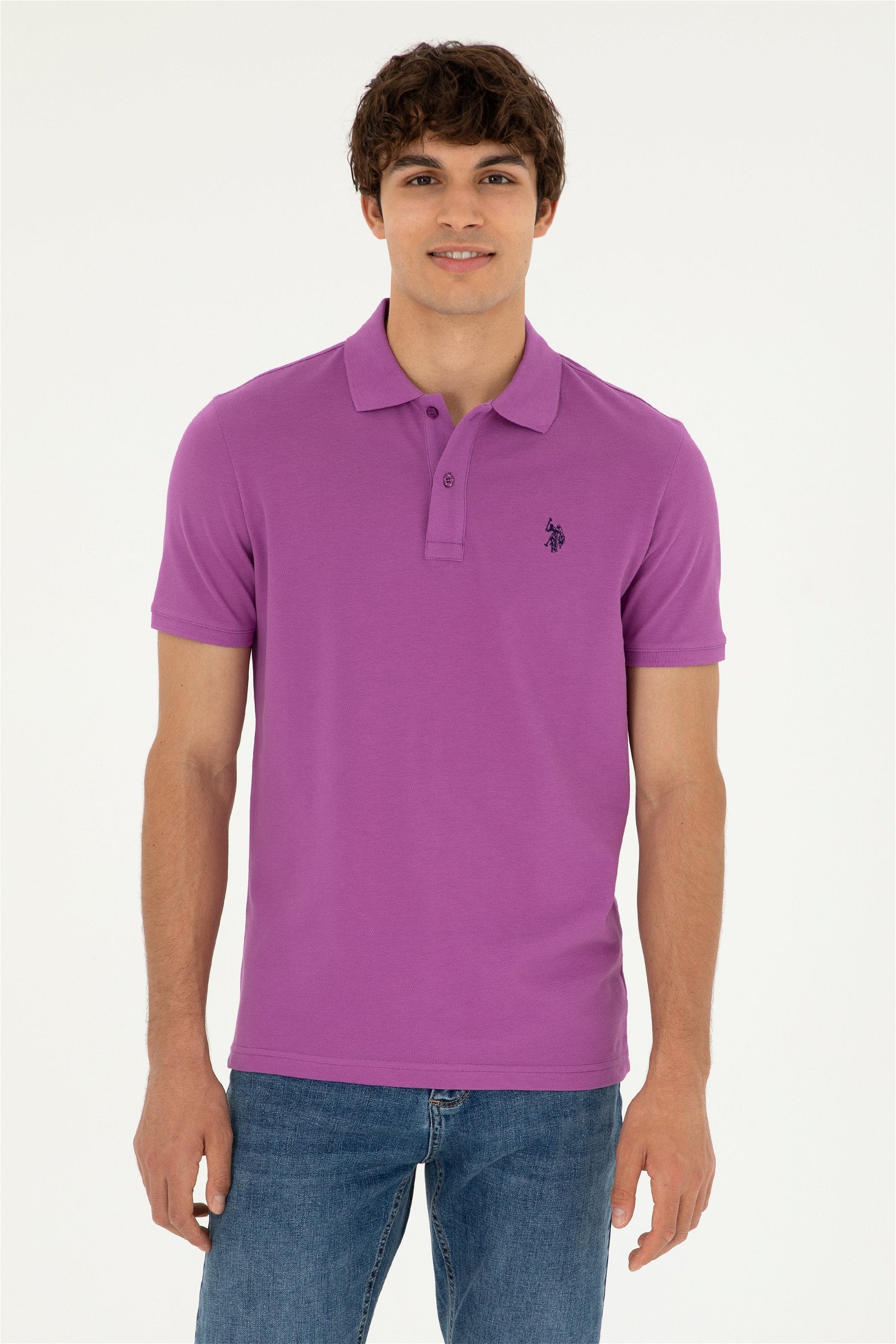 USPA Polo Shirt Men Purple VR038 USPOM228 Single Color Horse US Polo Assn.