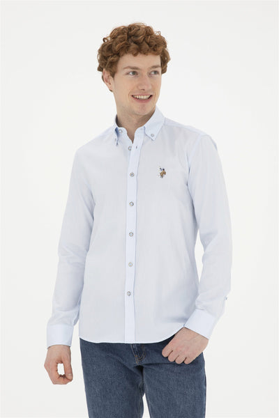 Light blue long sleeve polo best sale