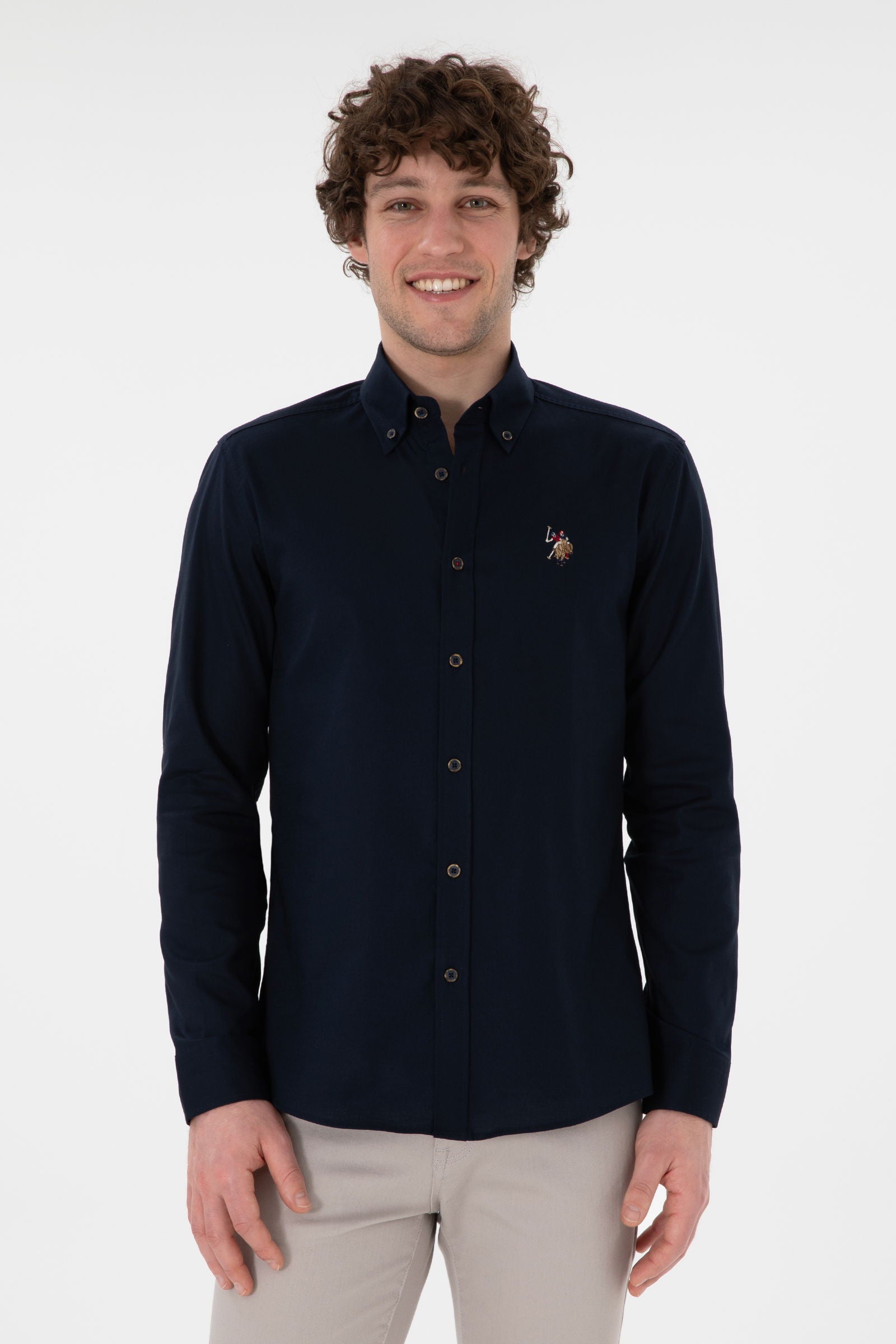 USPA Men Shirt Cedcolor Slim Full Sleeve Navy VR033 USPSH353 US Polo Assn.