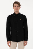 USPA Men Shirt Cedcolor Slim Full Sleeve Black VR046 USPSH352 US Polo Assn.