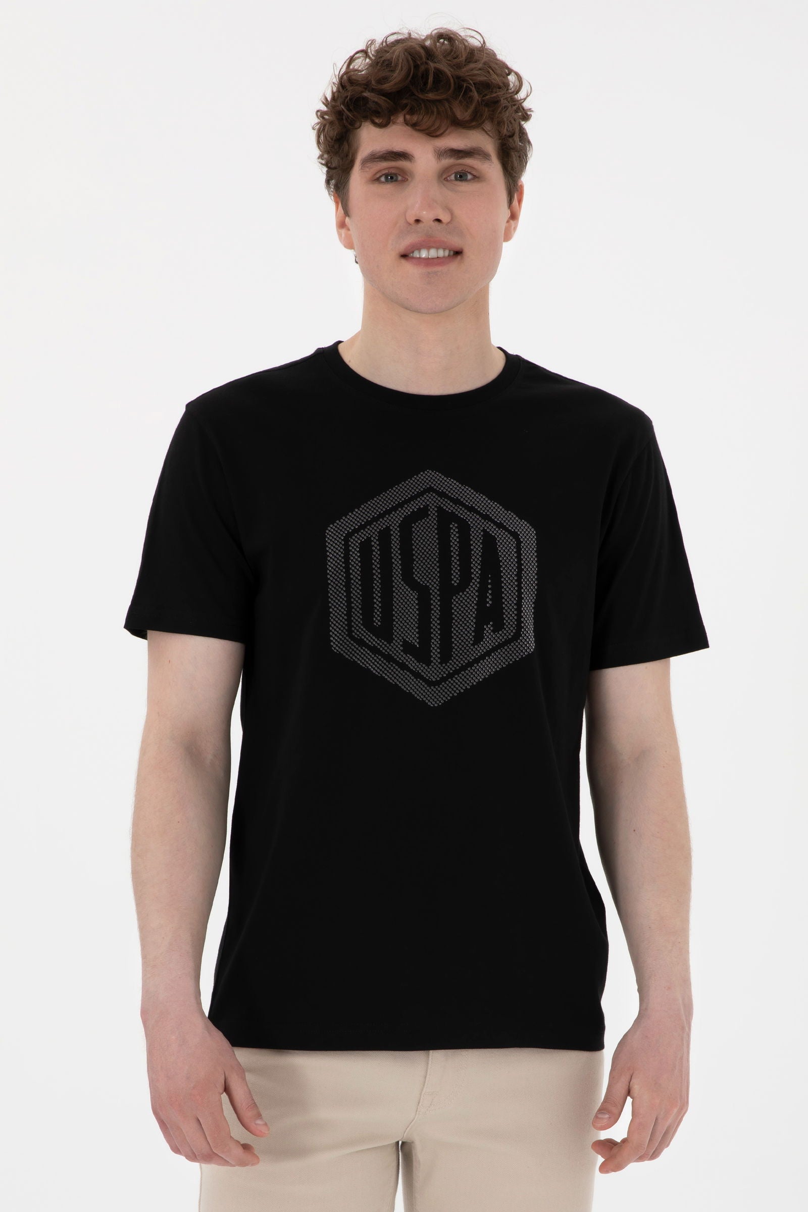 USPA Men T-Shirt Gaston Black VR046 USTSM072 US POLO ASSN.