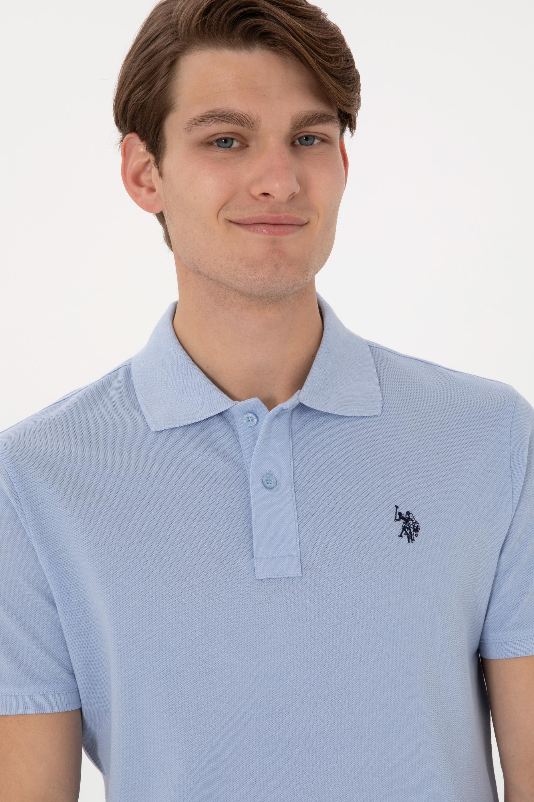 USPA Polo Shirt Men  Light Blue VR003 USPOM305 Single Color Horse US Polo Assn.