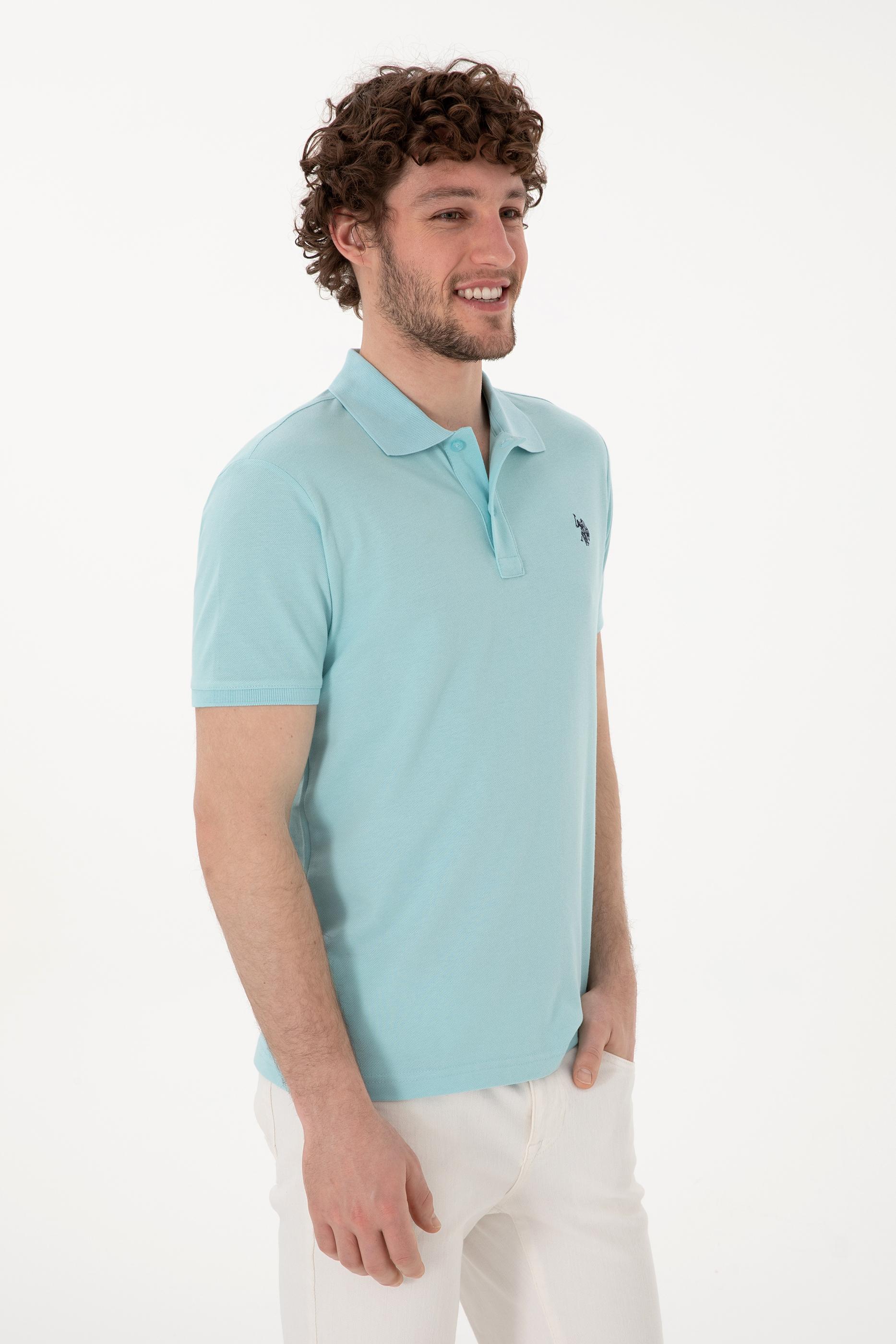 USPA Polo Shirt Men Aqua VR007 USPOM298 Single Color Horse US Polo Assn.