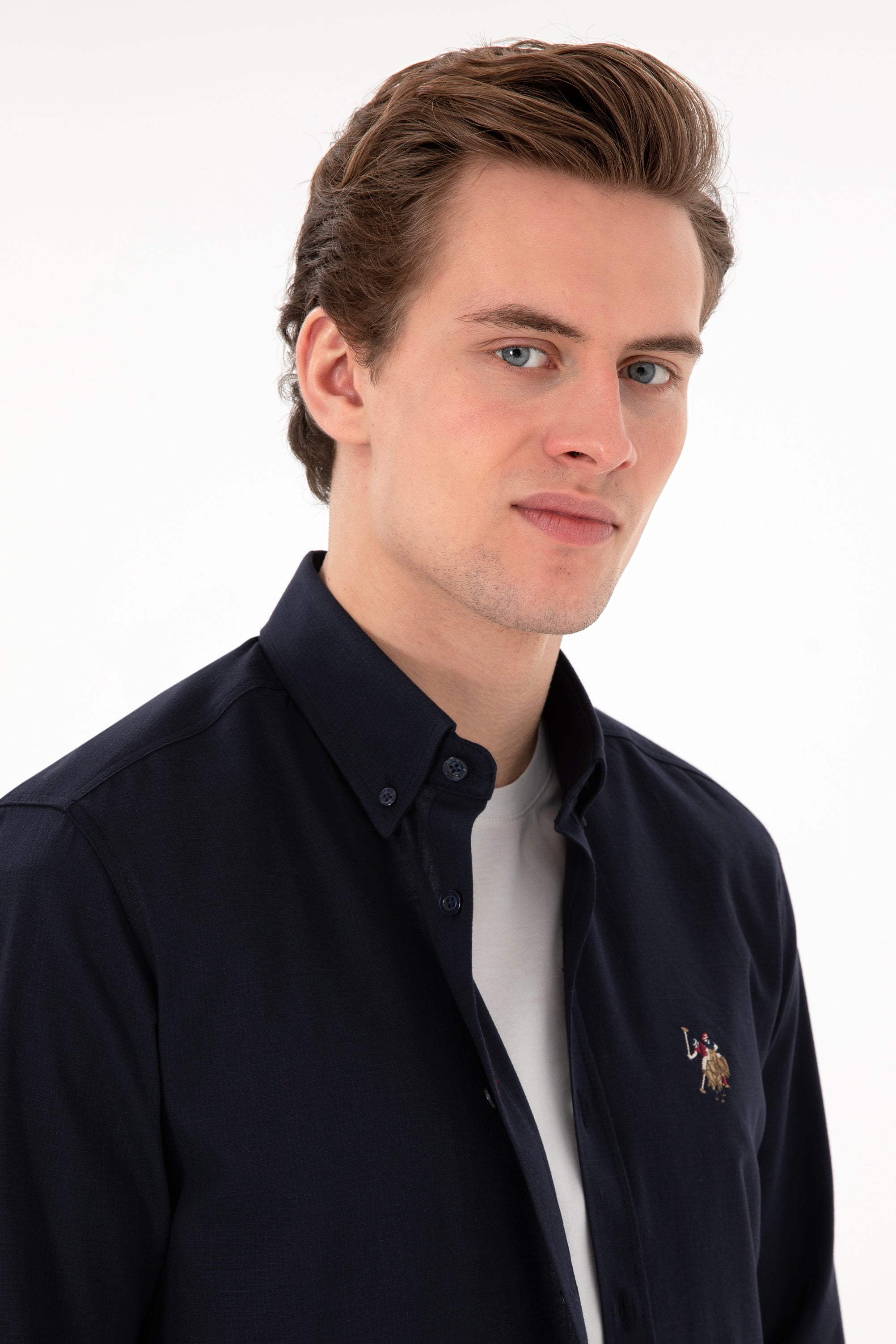 USPA Men Shirt Enzogl Regular Fit Navy VR033 USPSH359 US Polo Assn.