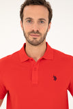 USPA Polo Shirt Men Red VR030 USPOM266 Single Color Horse US Polo Assn.