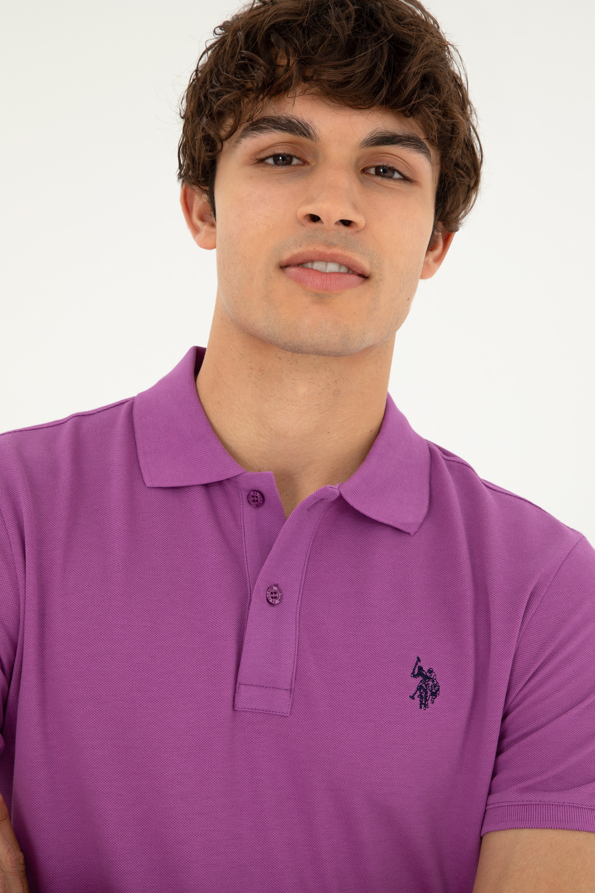 USPA Polo Shirt Men Purple VR038 USPOM228 Single Color Horse US Polo Assn.