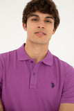 USPA Polo Shirt Men Purple VR038 USPOM228 Single Color Horse US Polo Assn.