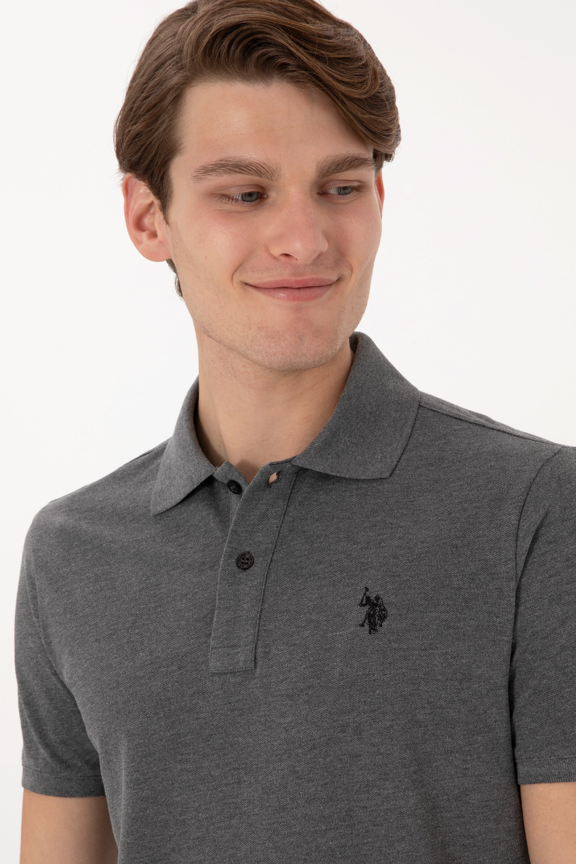 USPA Polo Shirt Men Anthracite VR081 USPOM307 Single Color Horse US Polo Assn.