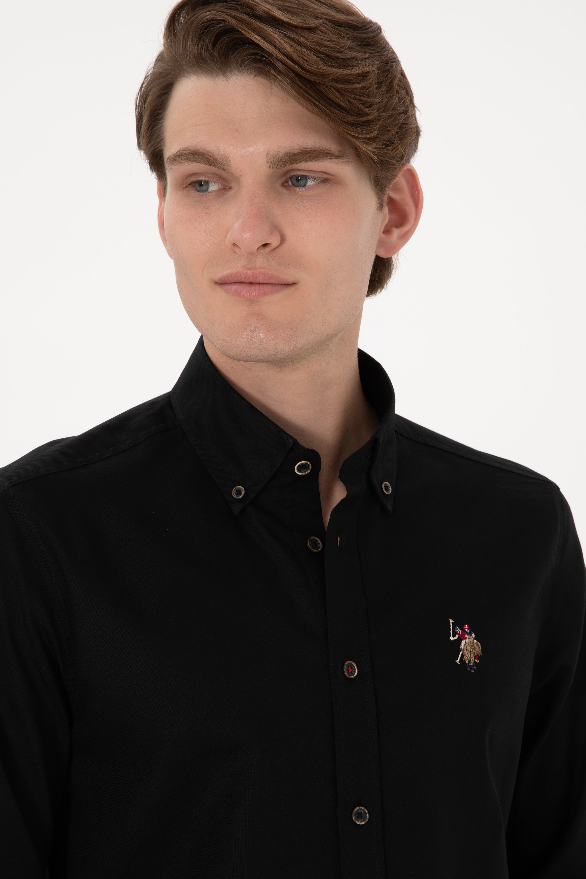 USPA Men Shirt Cedcolor Slim Full Sleeve Black VR046 USPSH352 US Polo Assn.