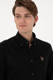 USPA Men Shirt Cedcolor Slim Full Sleeve Black VR046 USPSH352 US Polo Assn.
