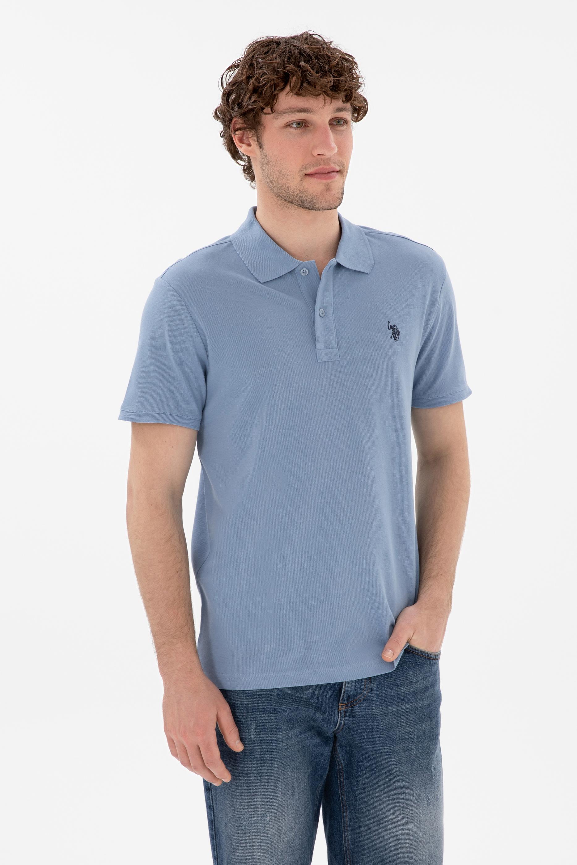 USPA Polo Shirt Men Blue VR036 USPOM291 Single Color Horse US Polo Assn.