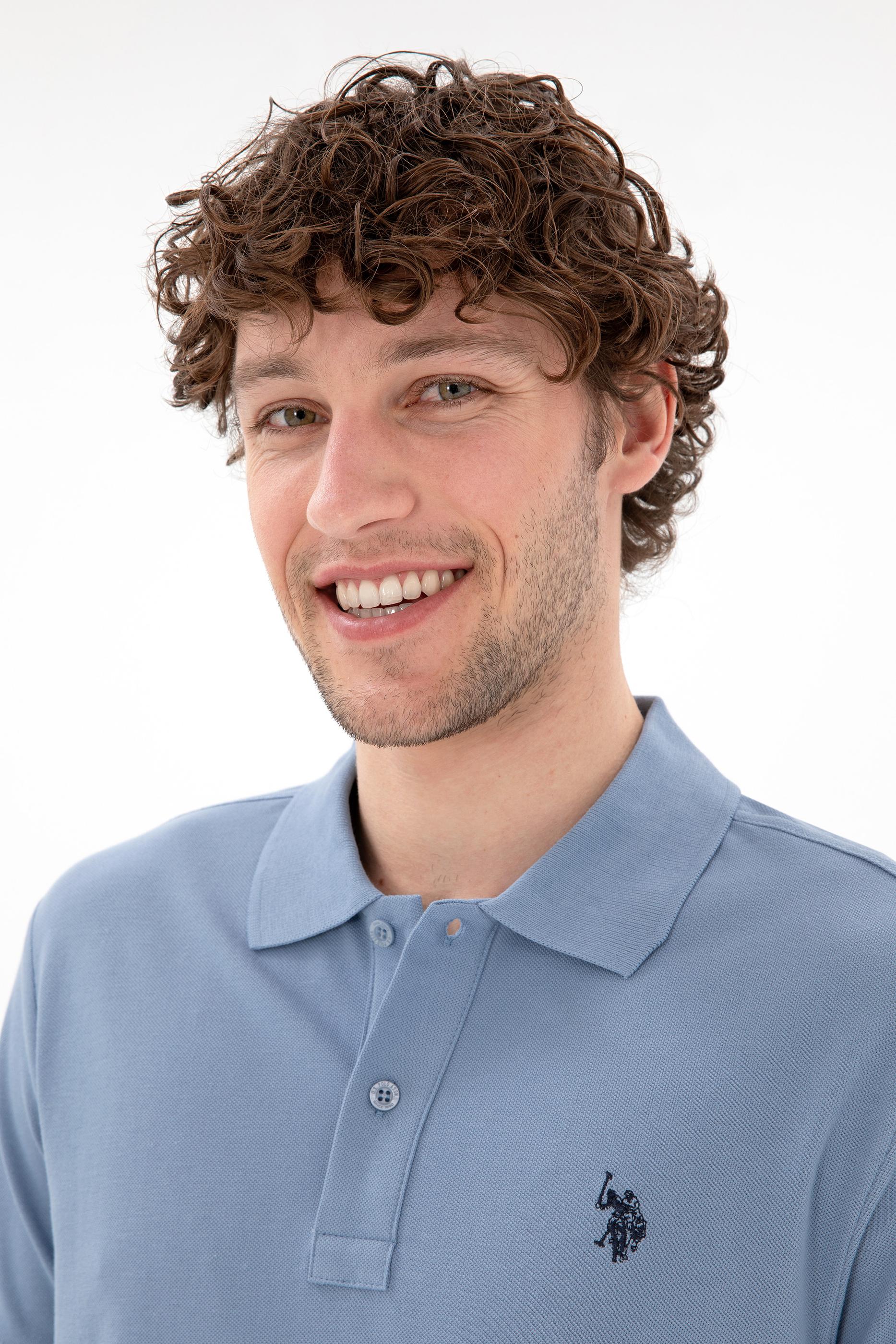 USPA Polo Shirt Men Blue VR036 USPOM291 Single Color Horse US Polo Assn.