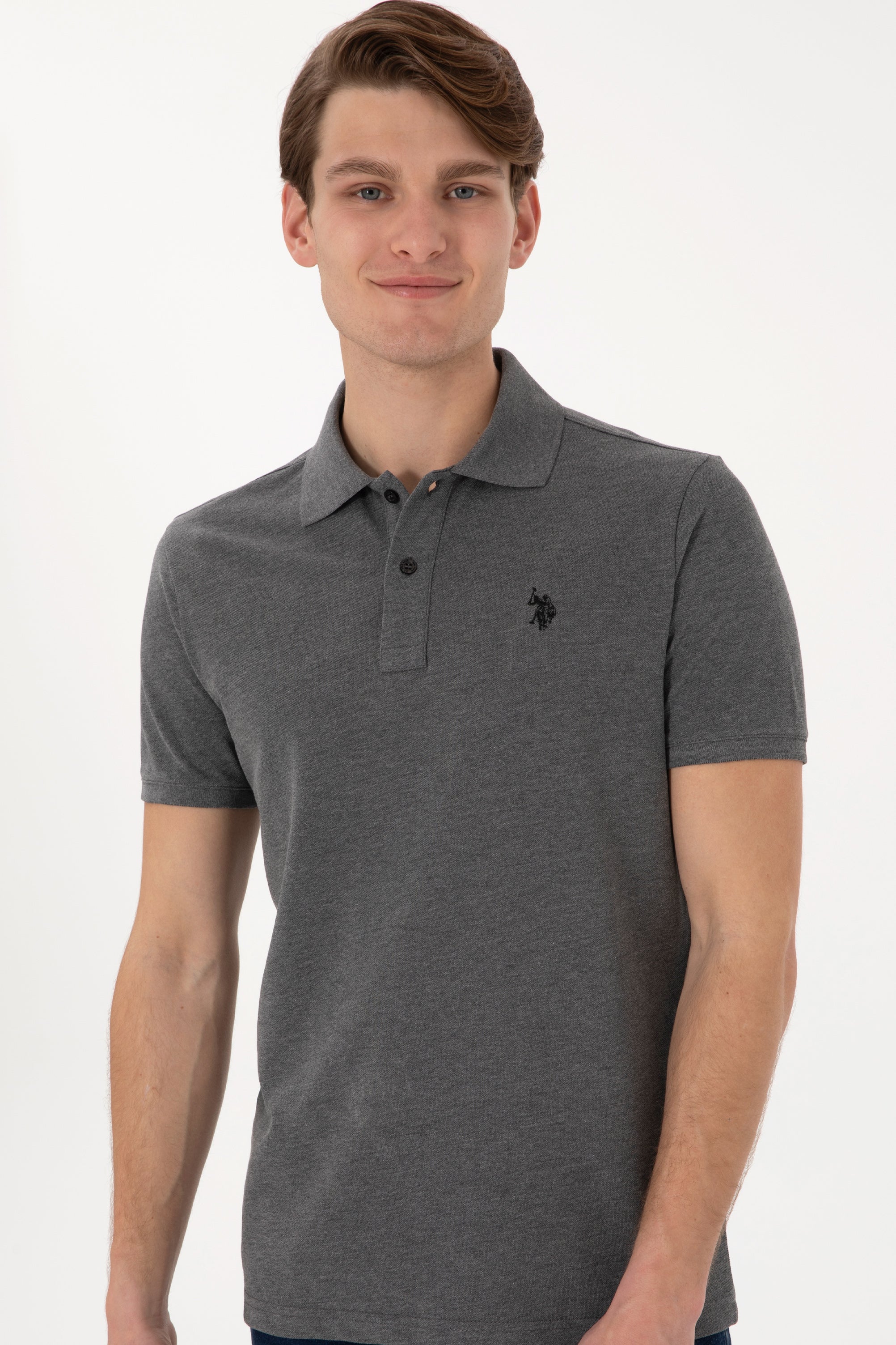 USPA Polo Shirt Men Anthracite VR081 USPOM307 Single Color Horse US Polo Assn.
