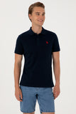 USPA Polo Shirt Men White Dark Blue VR100 USPOM314 Single Color Horse US Polo Assn.