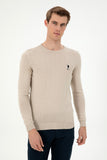 USPA Men Jumper R/Neck  Stone Mélange VR225 USPJR369 US POLO ASSN.