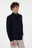 USPA Men Shirt Cedcolor Slim Full Sleeve Navy VR033 USPSH353 US Polo Assn.