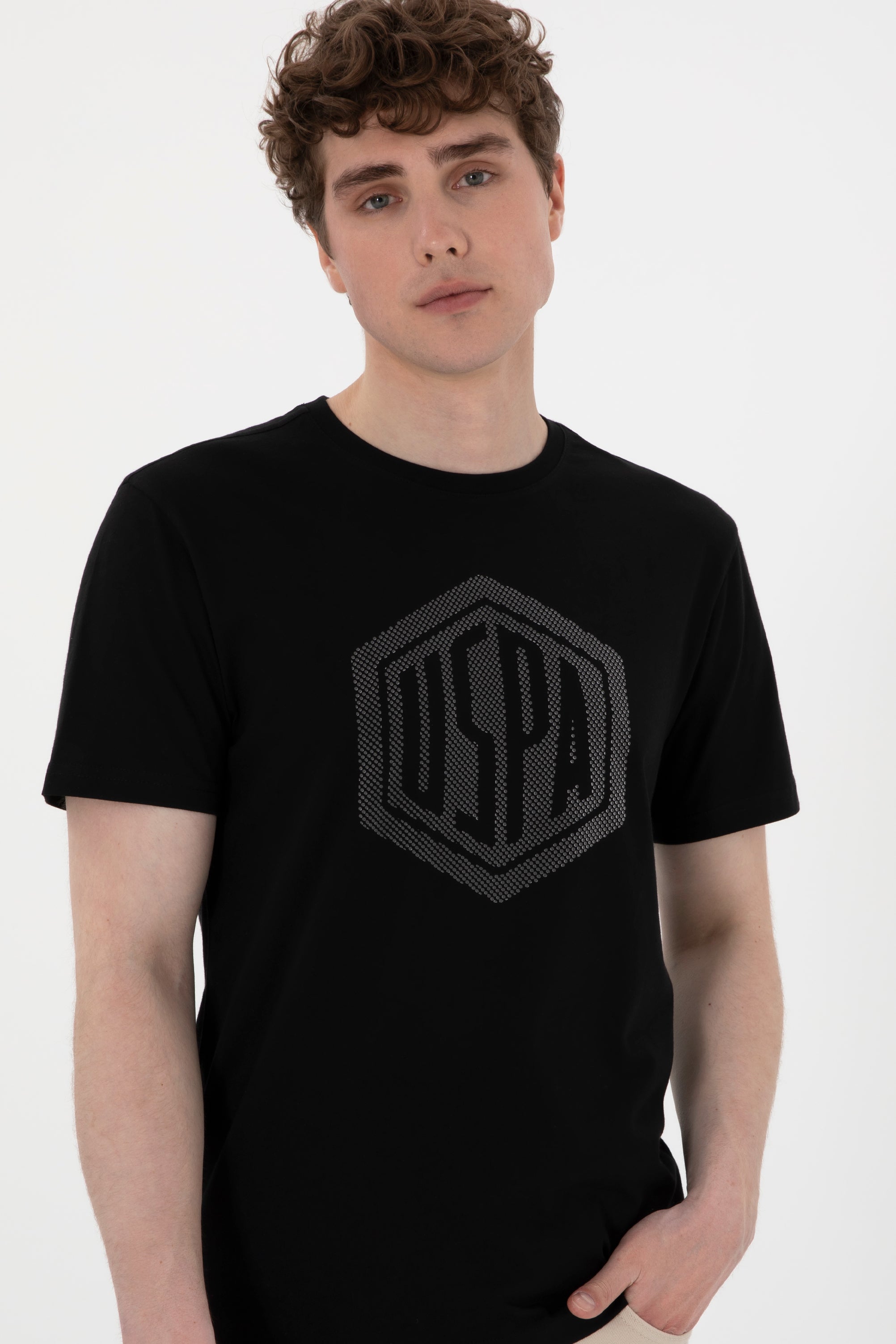 USPA Men T-Shirt Gaston Black VR046 USTSM072 US POLO ASSN.