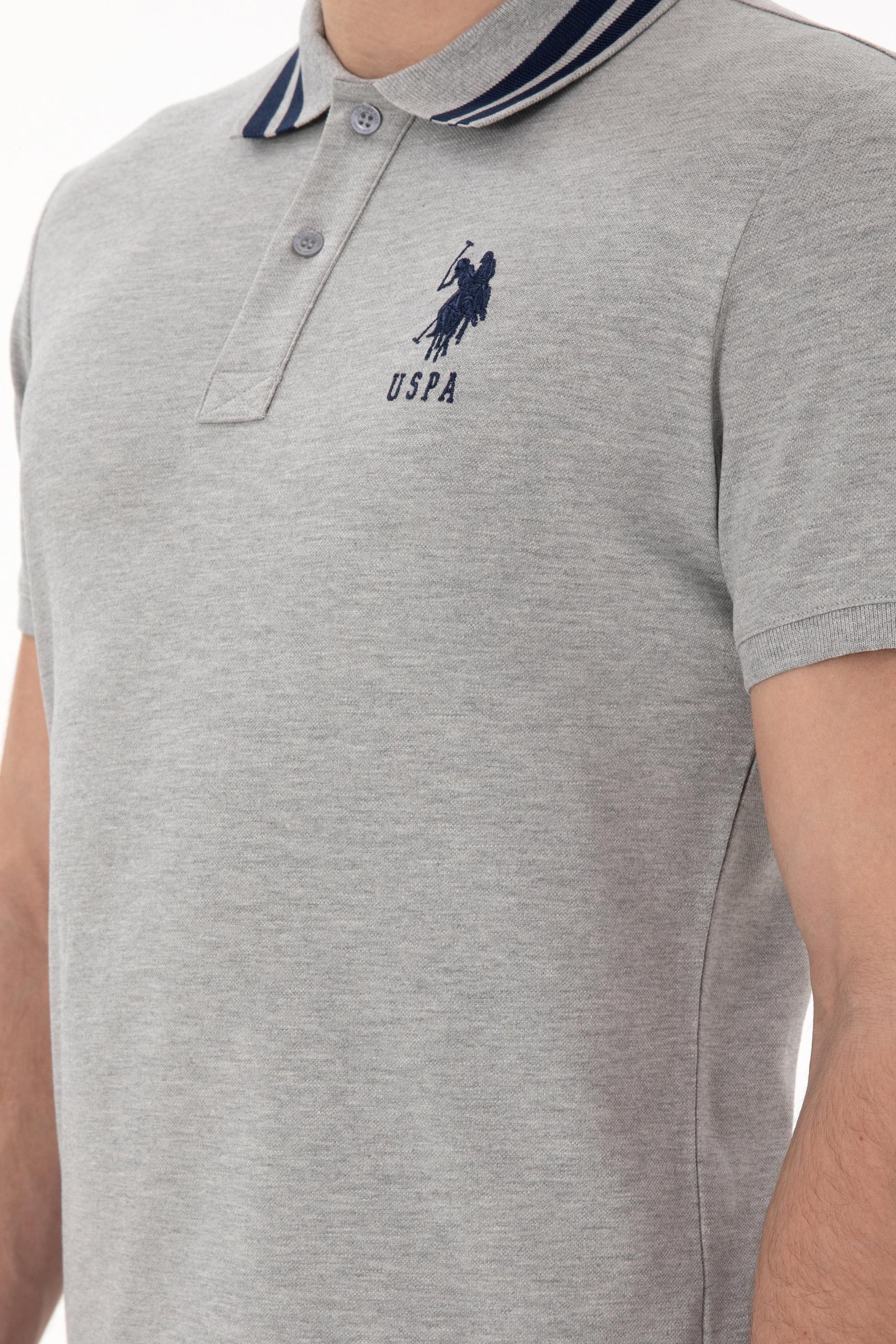 USPA Men Polo Shirt USPA Big Logo Grey Melange VR086 USPOM280 US POLO ASSN.