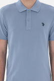 USPA Polo Shirt Men Blue VR036 USPOM291 Single Color Horse US Polo Assn.