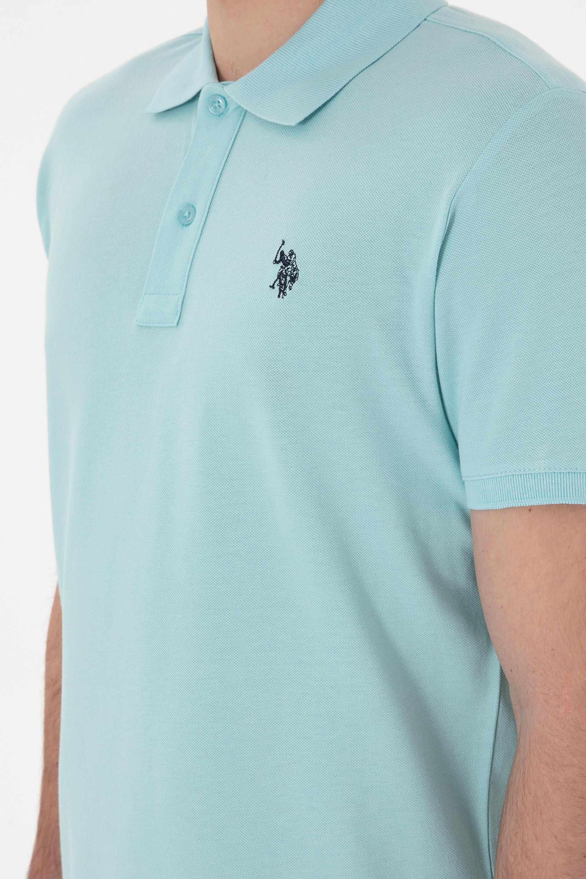 USPA Polo Shirt Men Aqua VR007 USPOM298 Single Color Horse US Polo Assn.