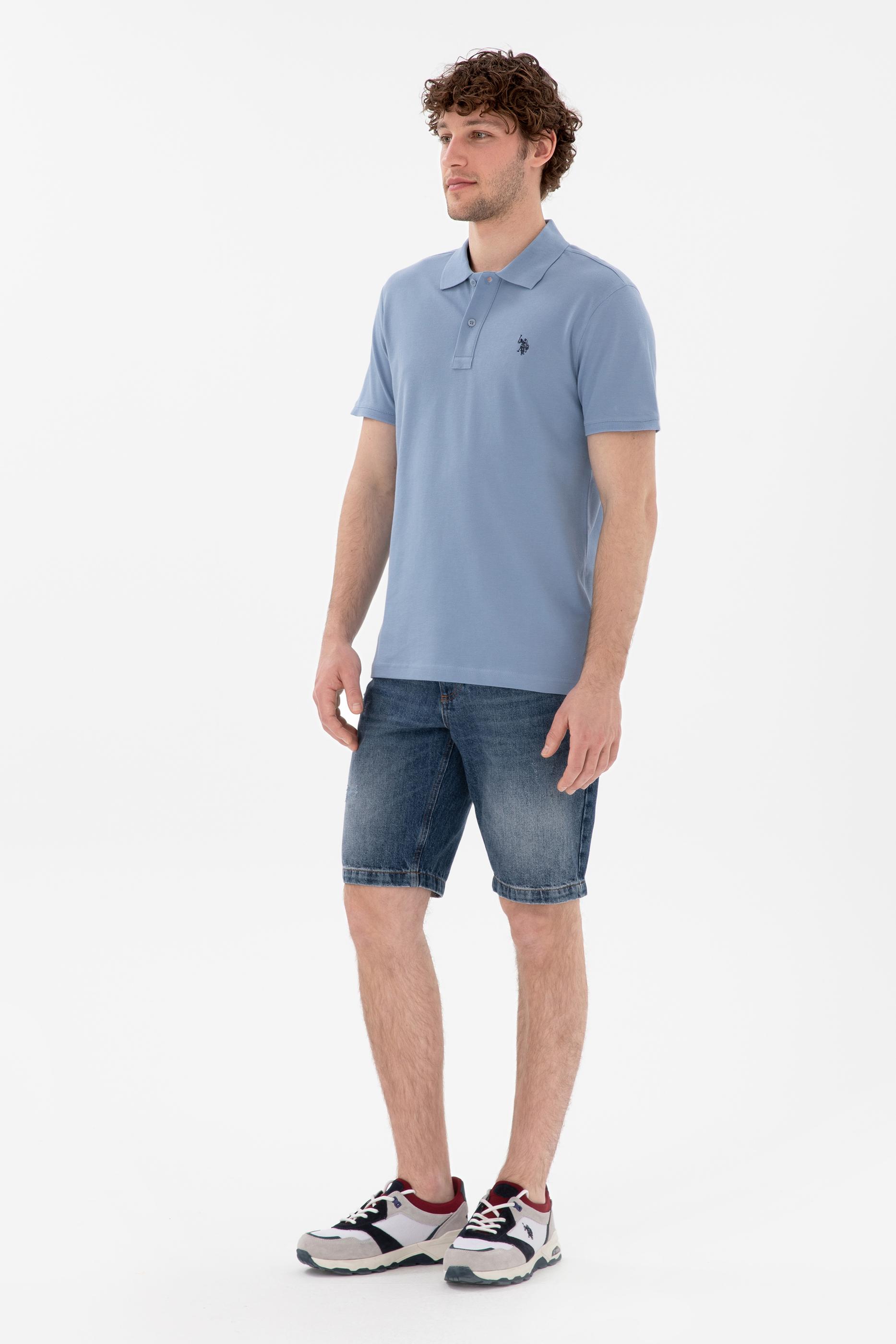 USPA Polo Shirt Men Blue VR036 USPOM291 Single Color Horse US Polo Assn.