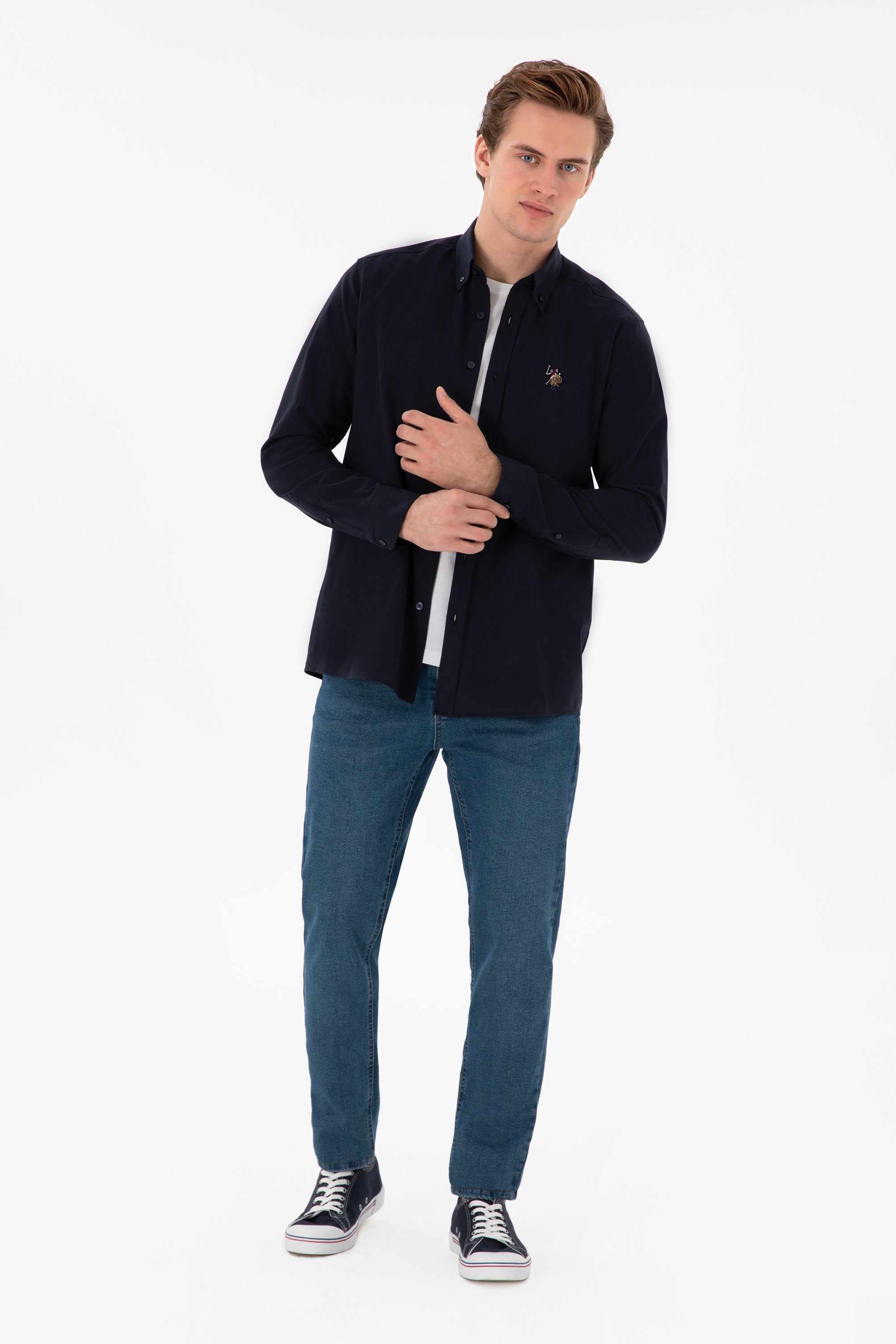 USPA Men Shirt Enzogl Regular Fit Navy VR033 USPSH359 US Polo Assn.