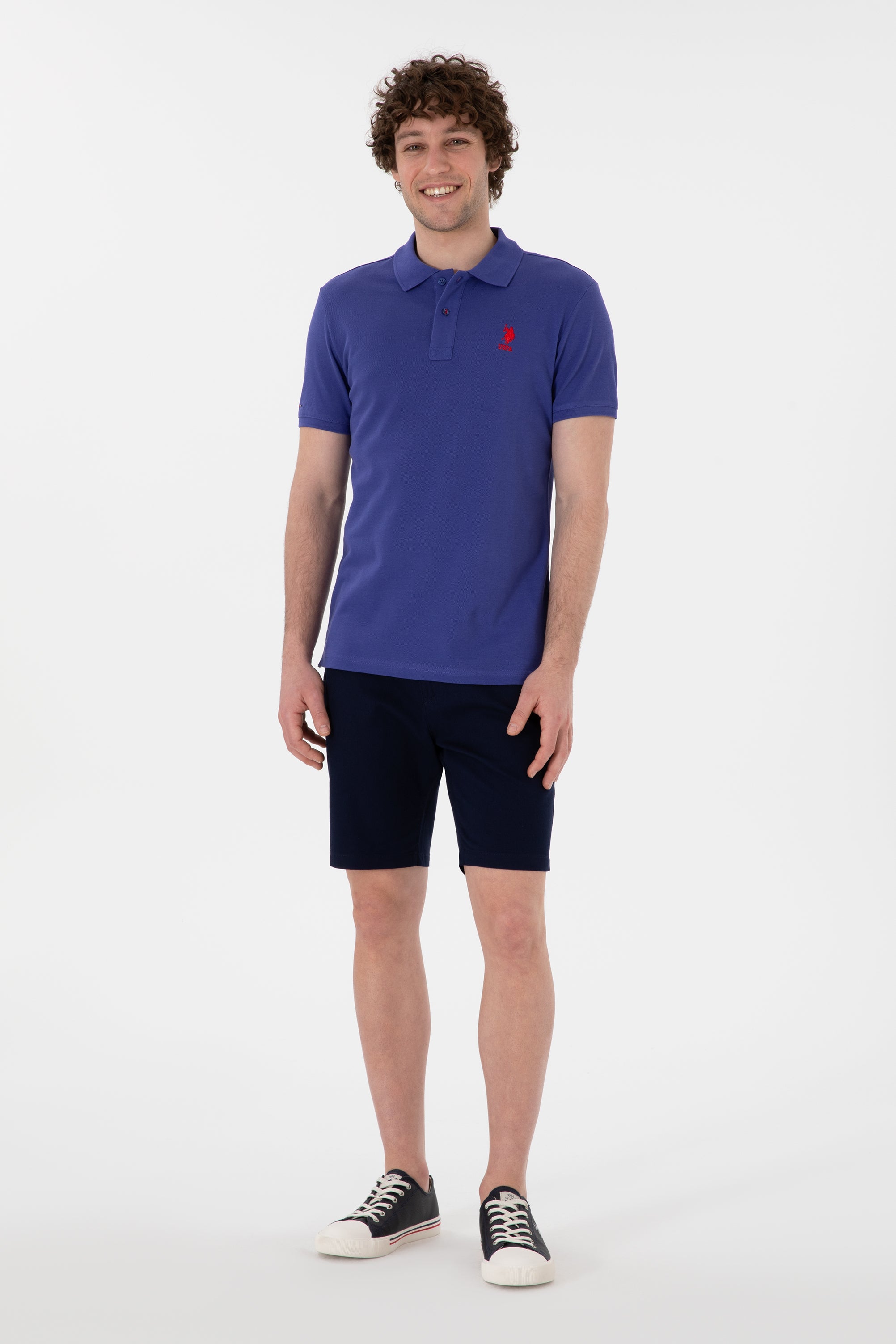 USPA Polo Shirt Men Royal Blue VR212 USPOM315 Single Color Horse US Polo Assn.