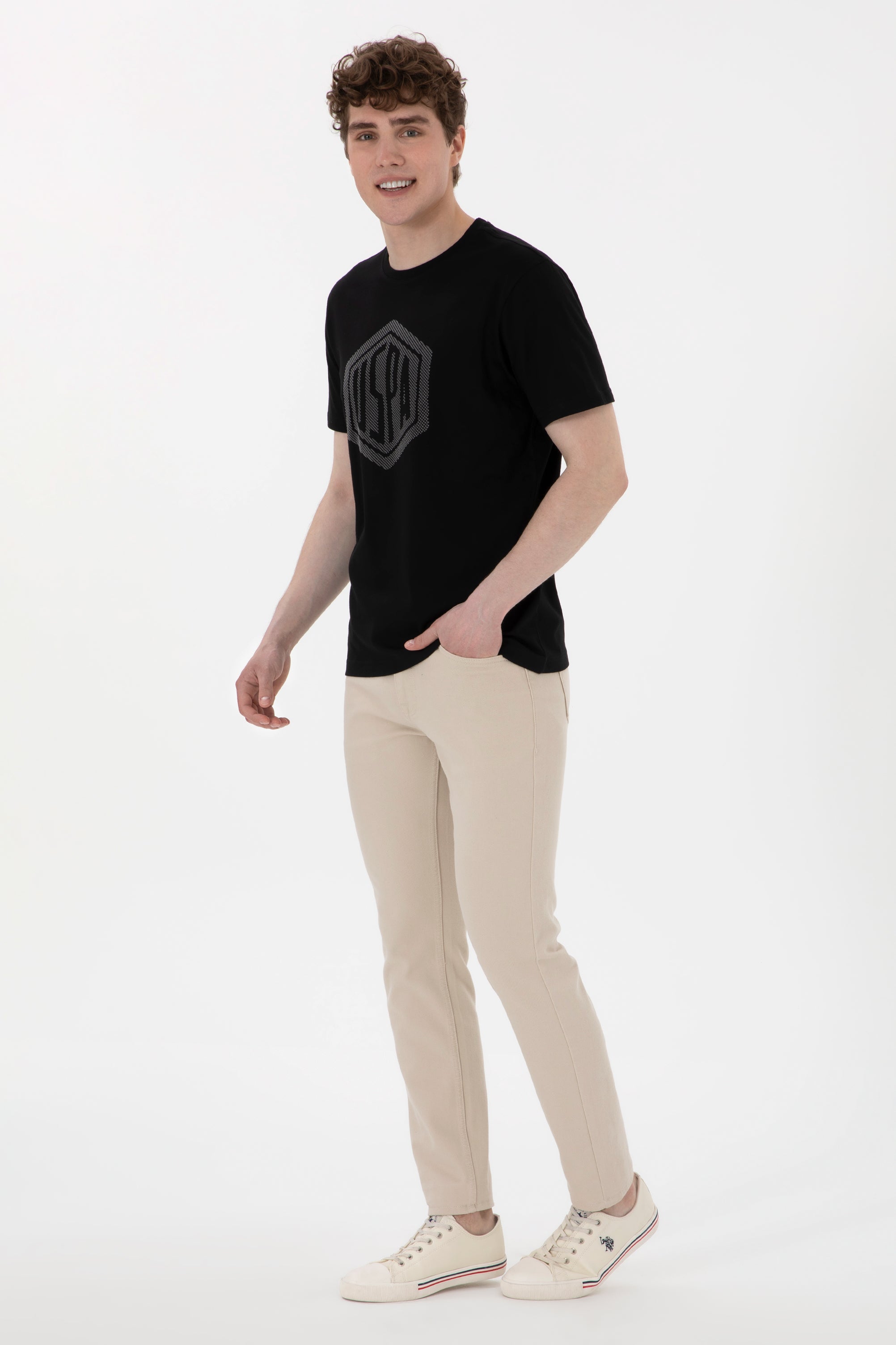 USPA Men T-Shirt Gaston Black VR046 USTSM072 US POLO ASSN.