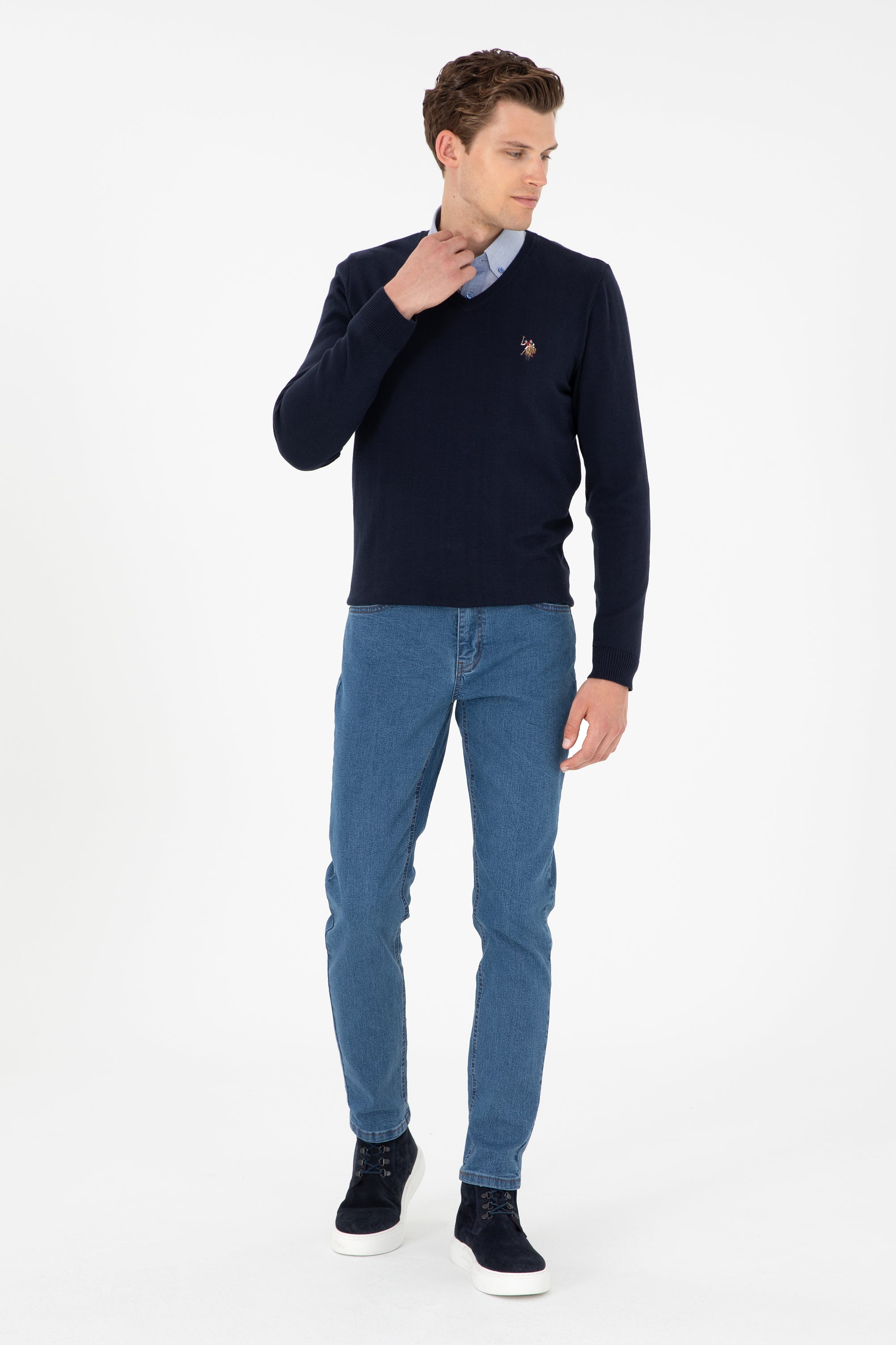 USPA Men Jumper V/Neck Navy VR033 USPJR372 US POLO ASSN.