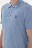 USPA Polo Shirt Men Blue VR036 USPOM291 Single Color Horse US Polo Assn.