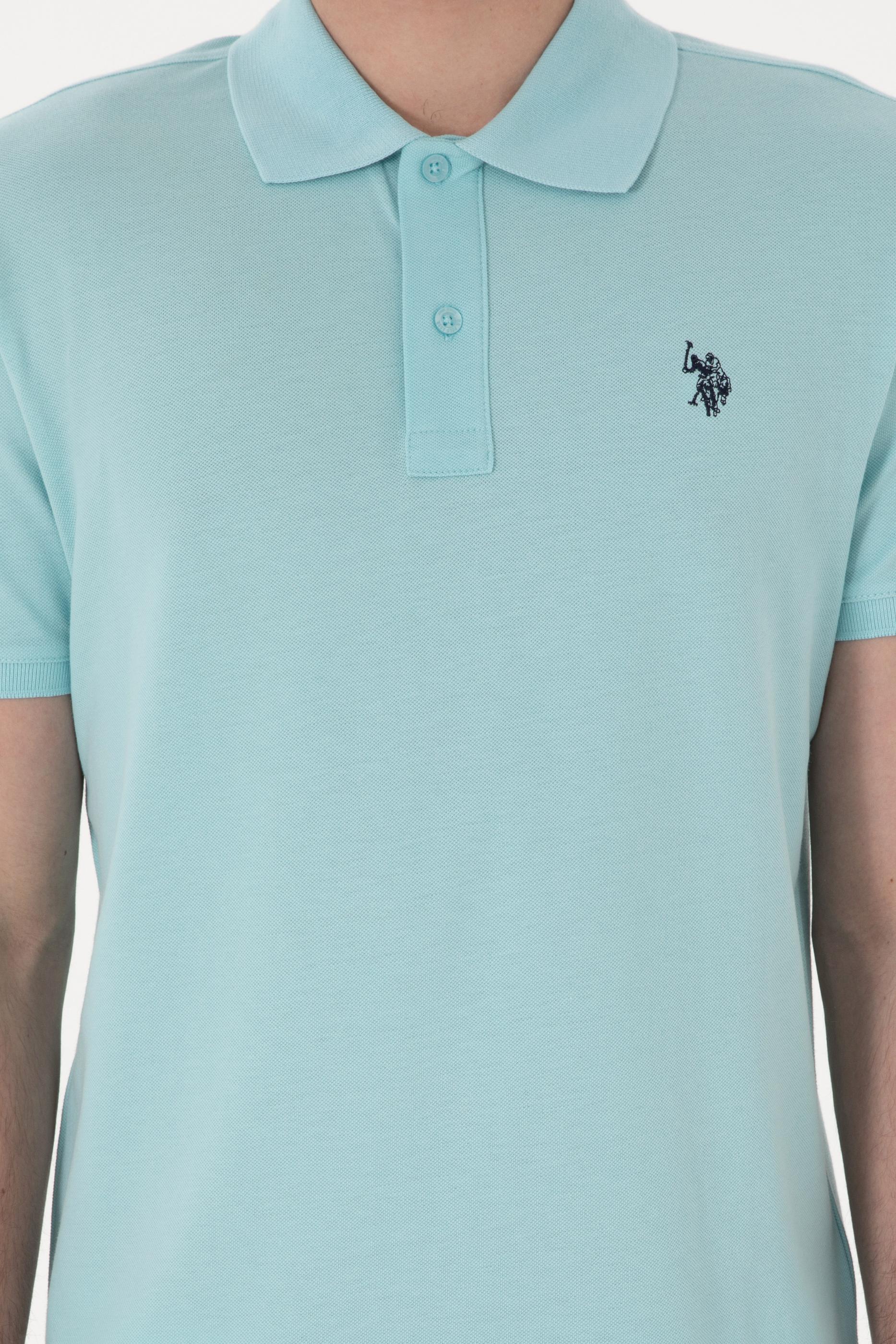 USPA Polo Shirt Men Aqua VR007 USPOM298 Single Color Horse US Polo Assn.