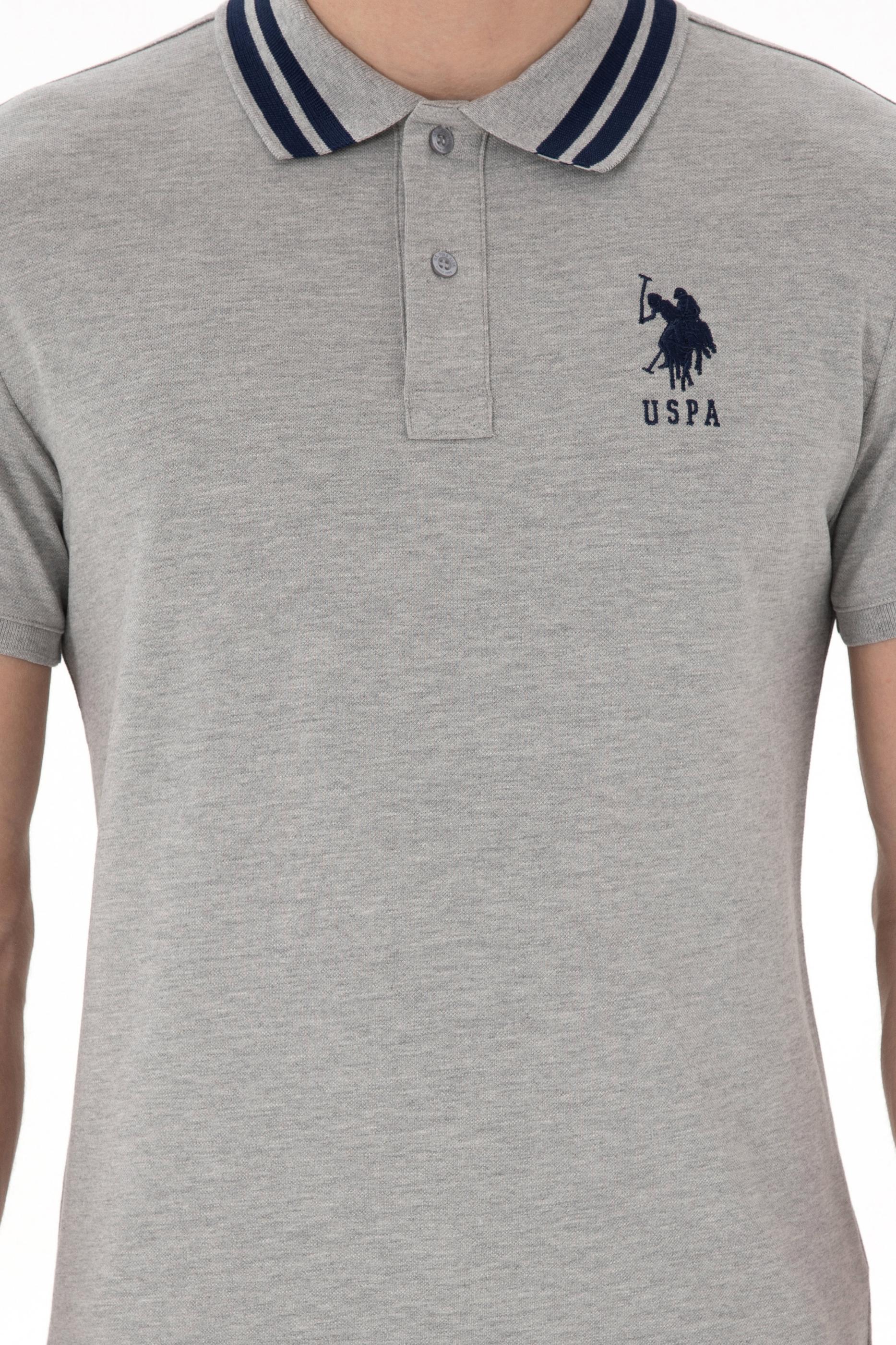 USPA Men Polo Shirt USPA Big Logo Grey Melange VR086 USPOM280 US POLO ASSN.