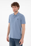 USPA Polo Shirt Men Blue VR036 USPOM291 Single Color Horse US Polo Assn.