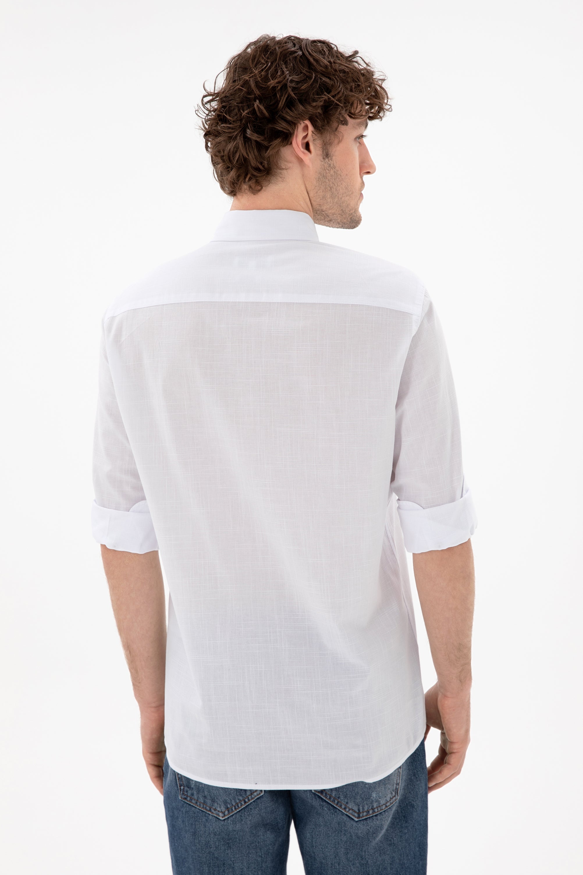 USPA Men Shirt Enzogl Regular Fit White VR013 USPSH358 US Polo Assn.