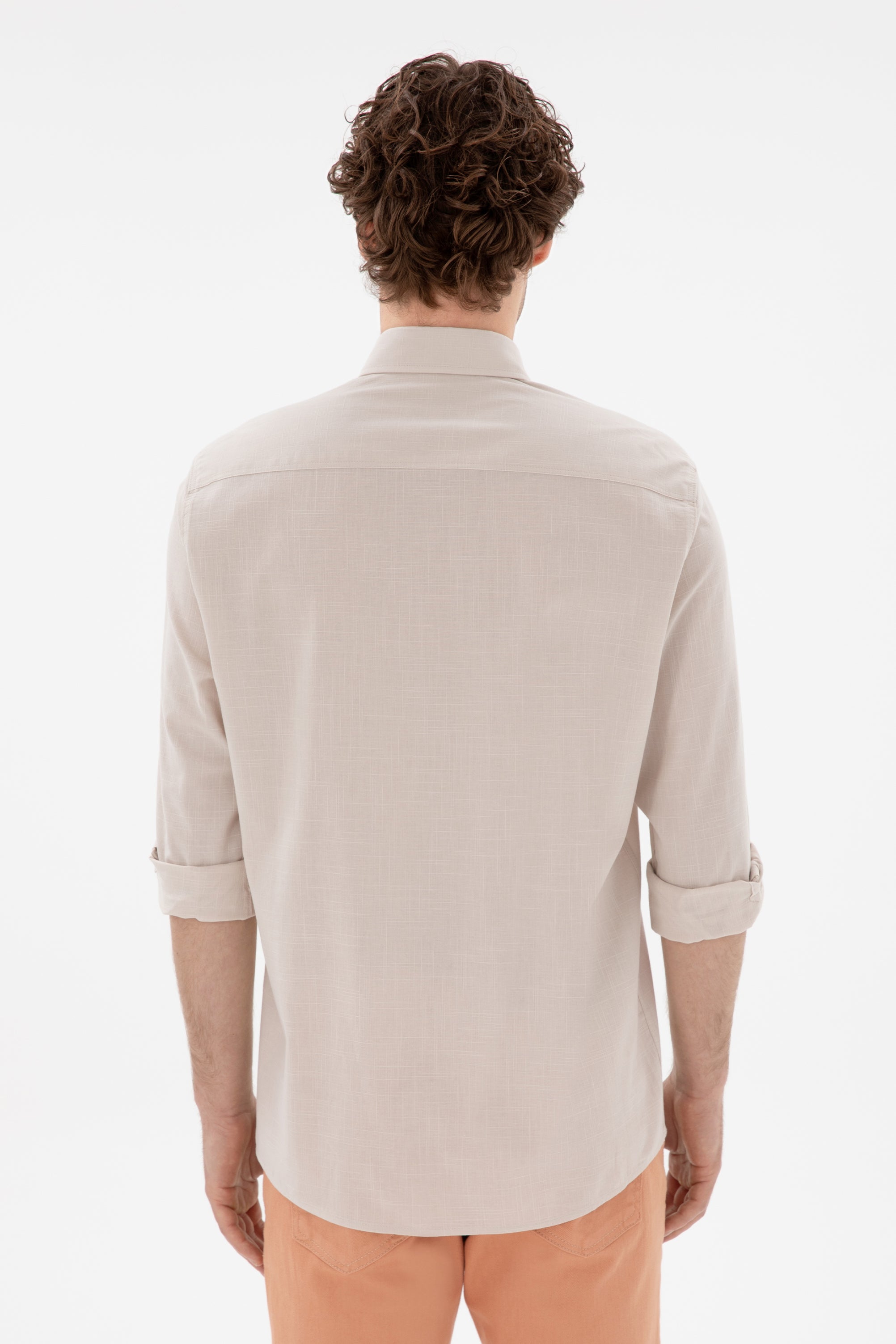 USPA Men Shirt Enzogl Regular Fit Stone VR049 USPSH355 US Polo Assn.