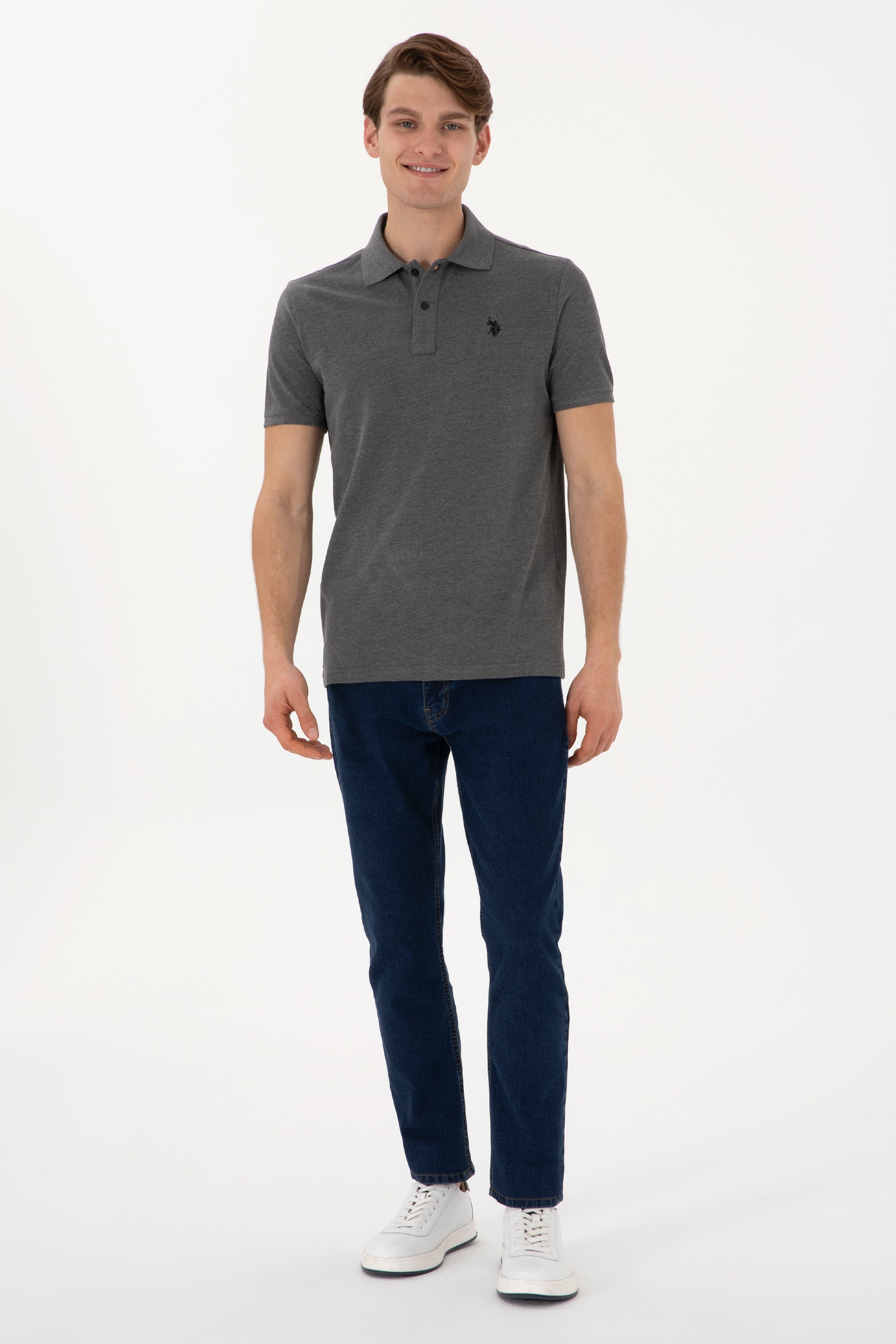 USPA Polo Shirt Men Anthracite VR081 USPOM307 Single Color Horse US Polo Assn.