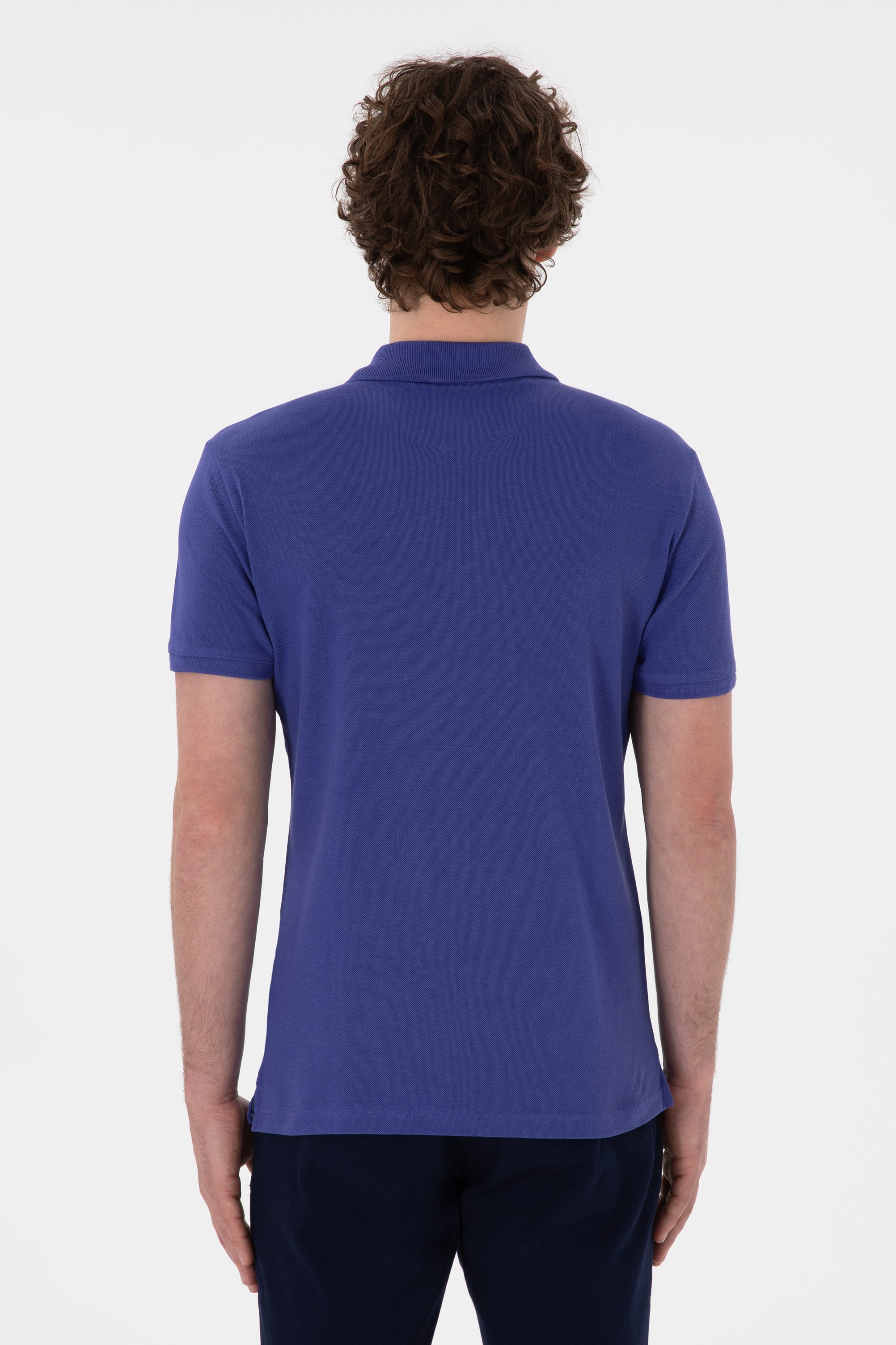 USPA Polo Shirt Men Royal Blue VR212 USPOM315 Single Color Horse US Polo Assn.