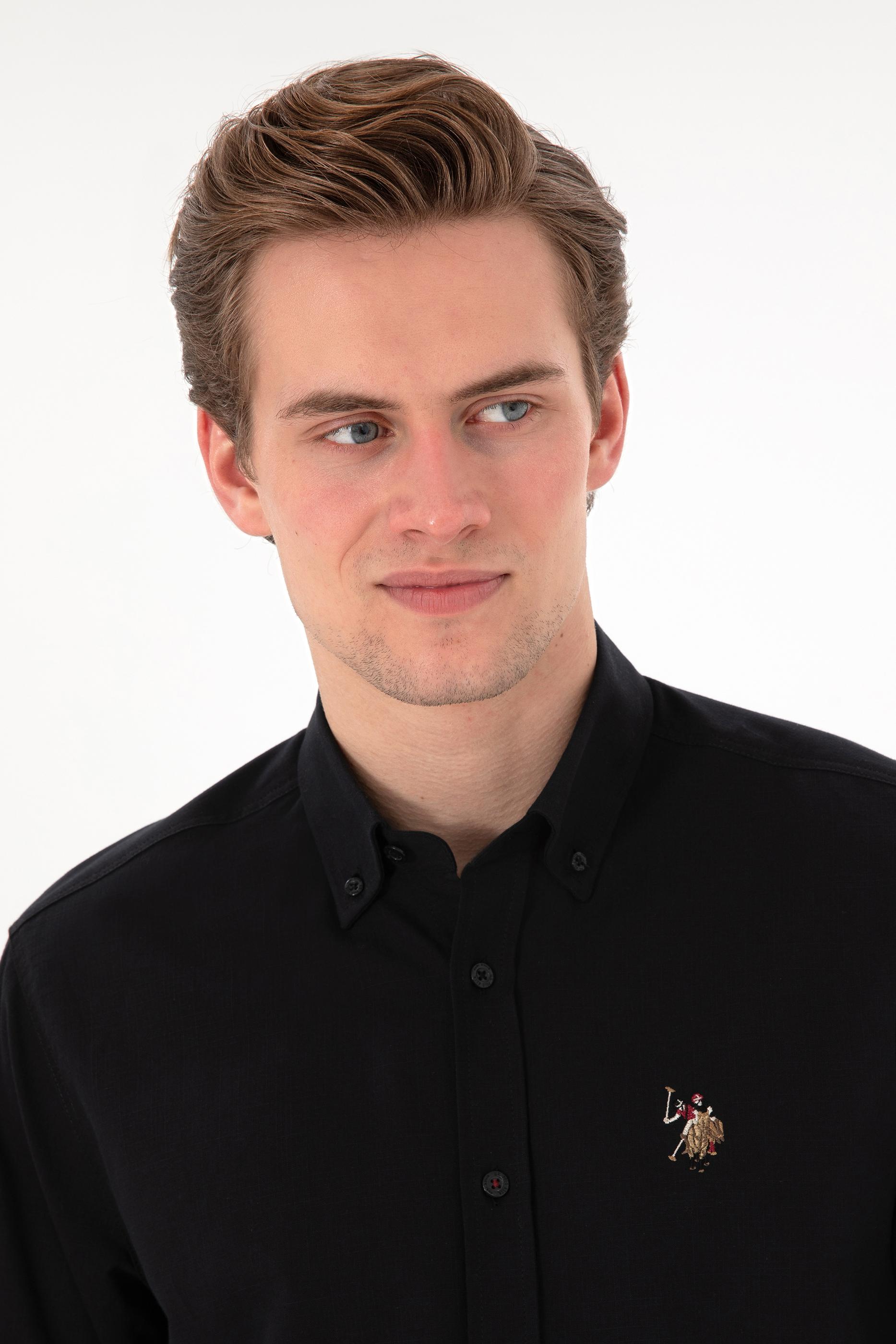 USPA Men Shirt Enzo Regular Full Sleeve Black VR046 USPSH362 US Polo Assn.