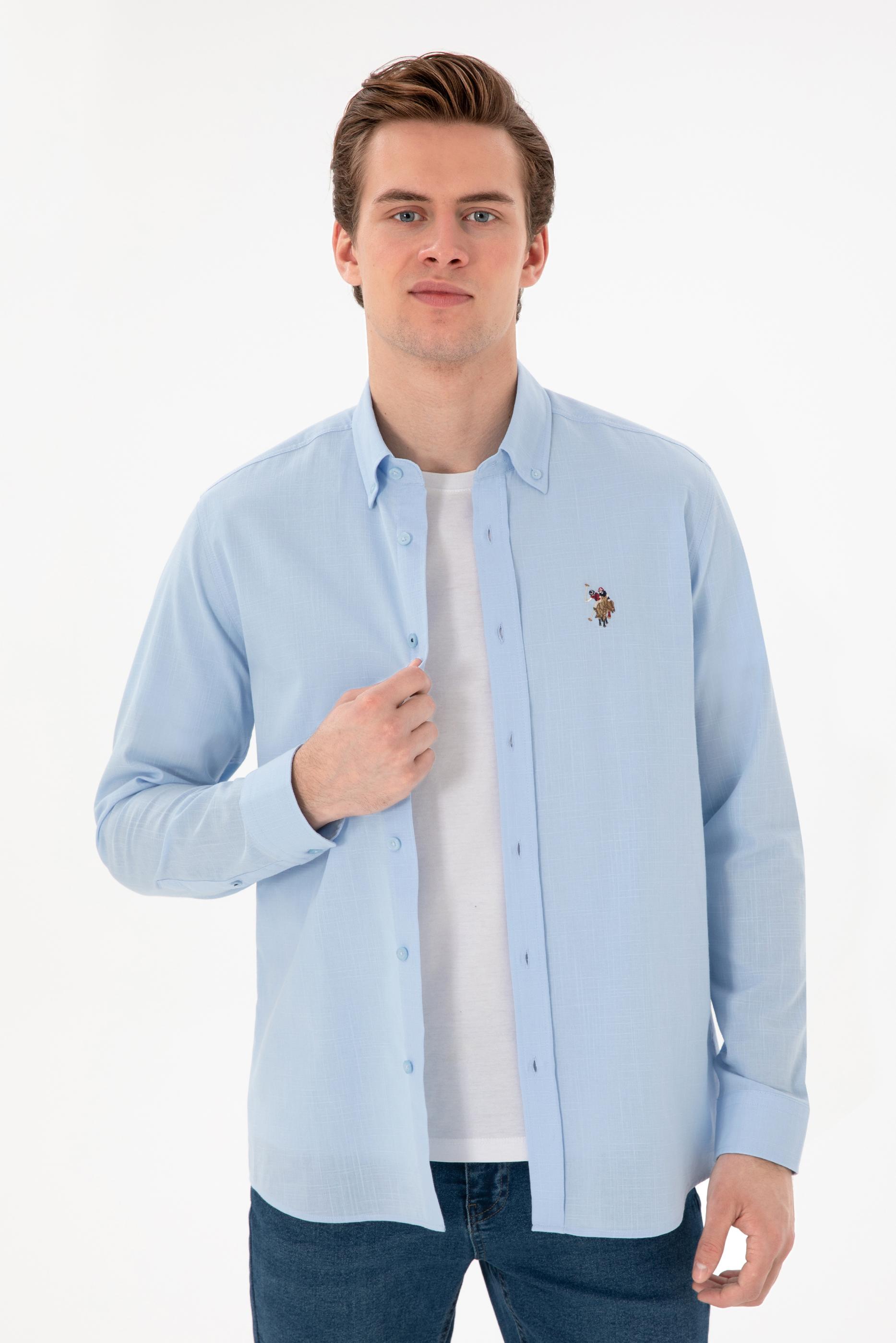 USPA Men Shirt Enzo Regular Full Sleeve Light Blue VR003 USPSH363 US Polo Assn.