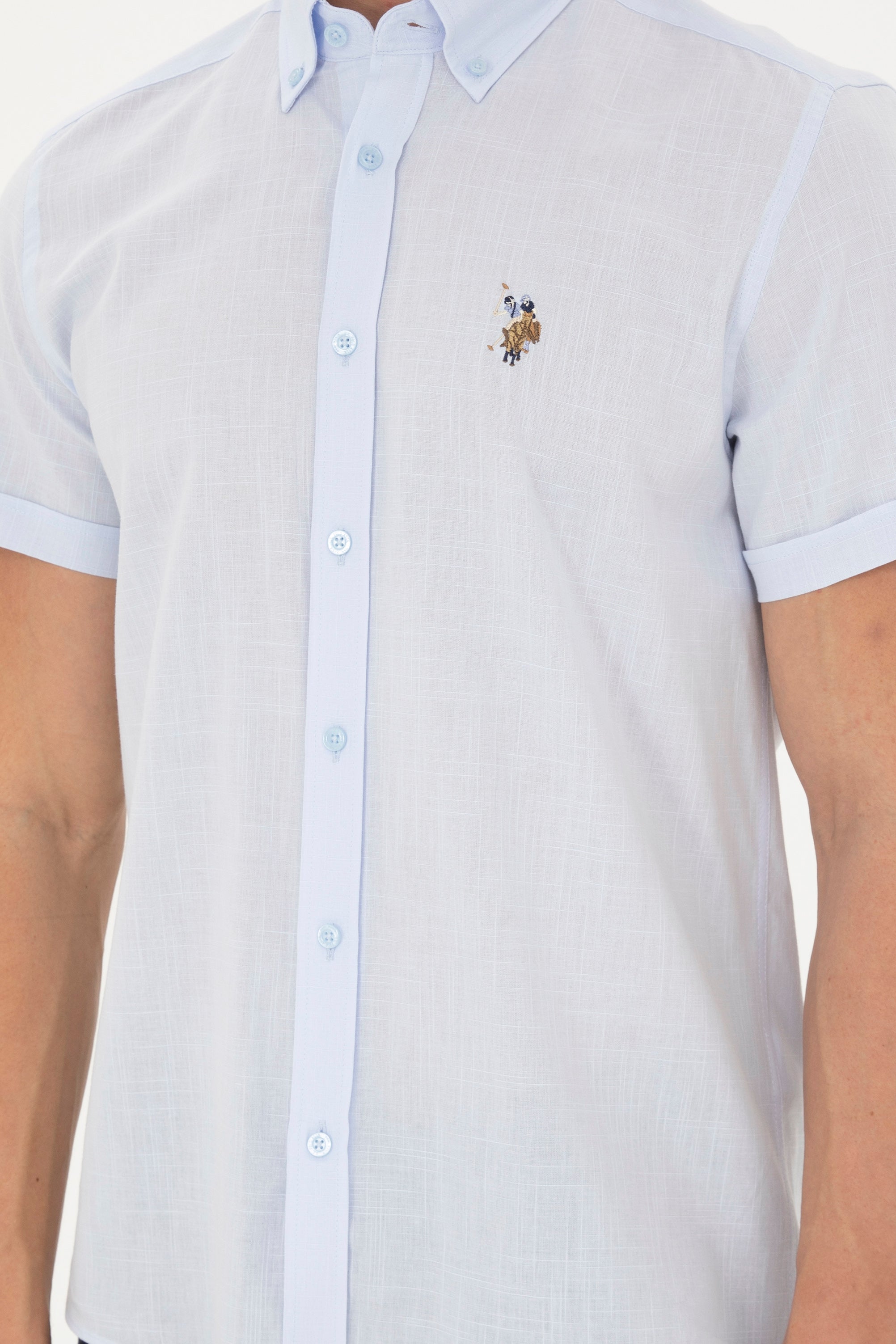 USPA Shirt Men Light Blue VR003 USPSH316 Custom Full Sleeve US Polo Assn.