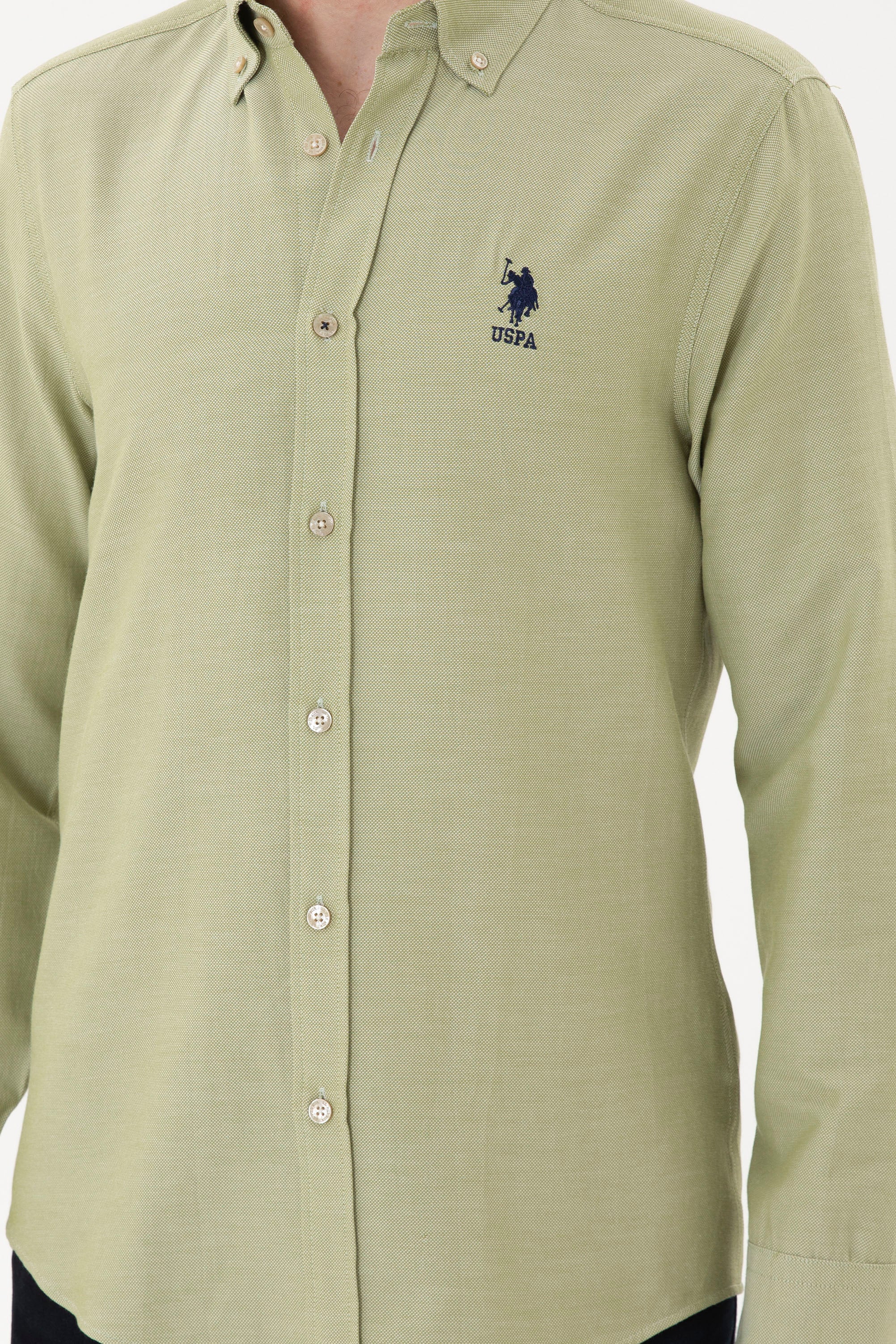 USPA Men Shirt Slim Full Sleeve Light Khaki VR183 USPSH347 US Polo Assn.