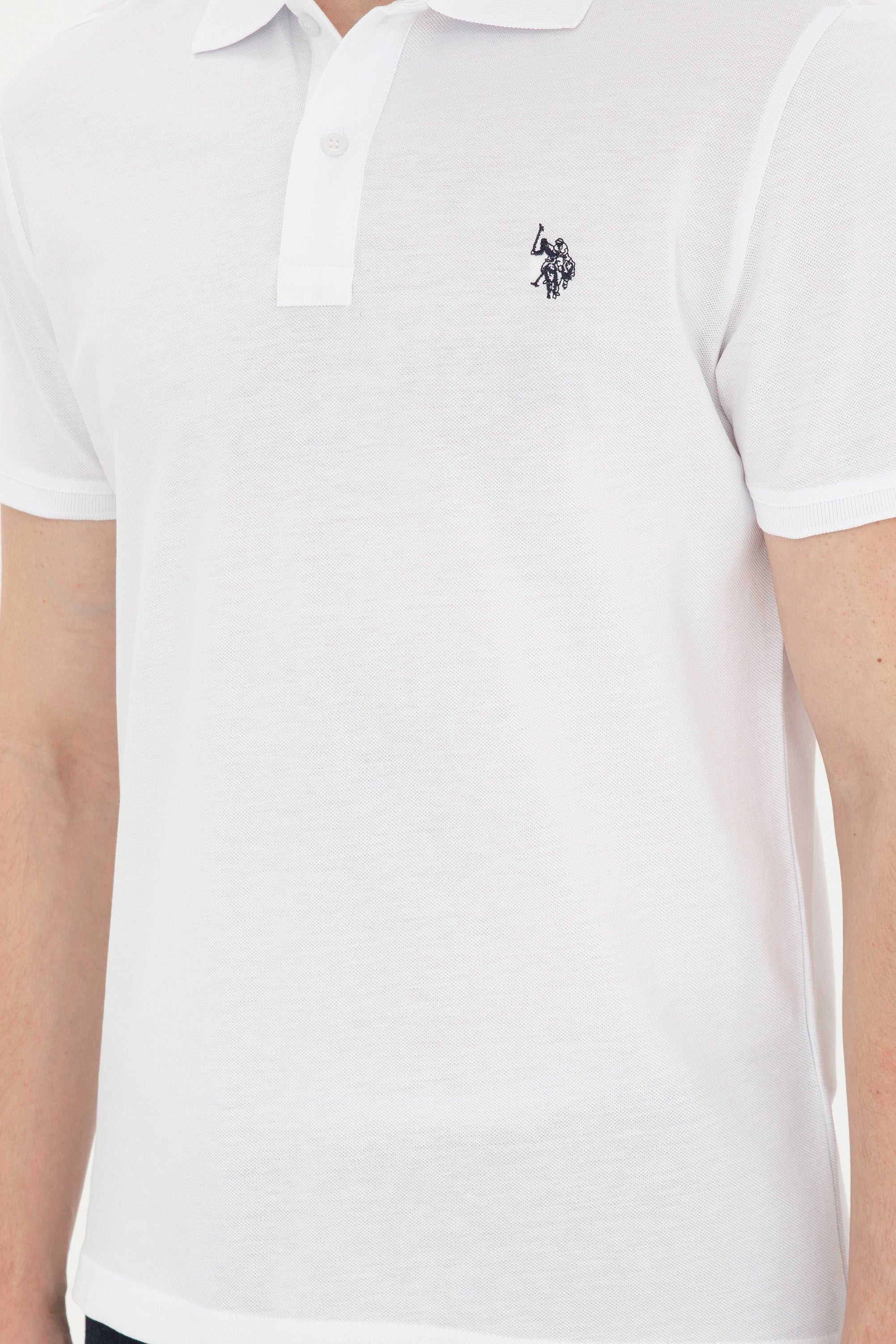 USPA Polo Shirt Men White VR013 USPOM254 Single Color Horse US Polo Assn.