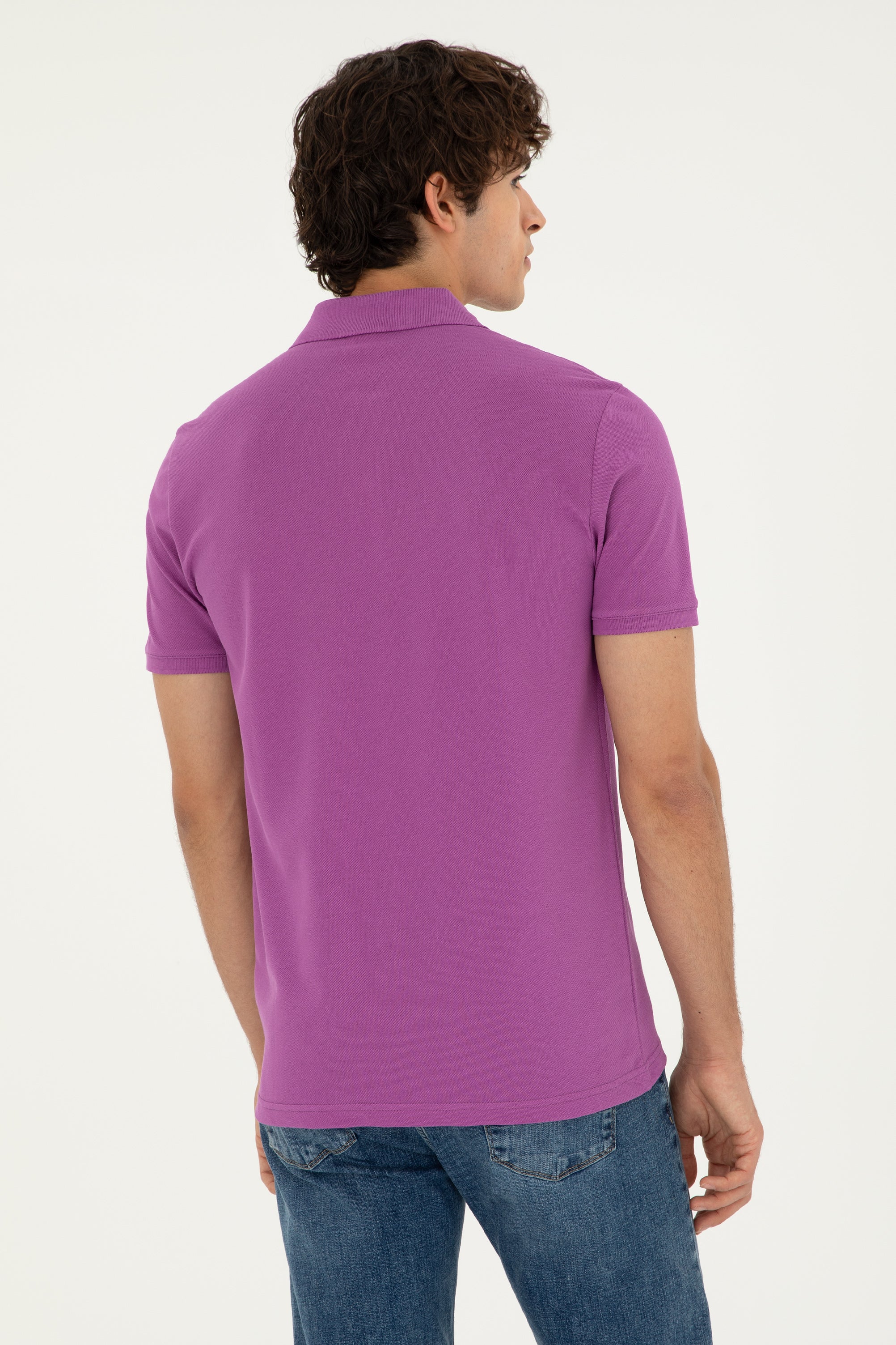 USPA Polo Shirt Men Purple VR038 USPOM228 Single Color Horse US Polo Assn.