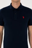 USPA Polo Shirt Men White Dark Blue VR100 USPOM314 Single Color Horse US Polo Assn.