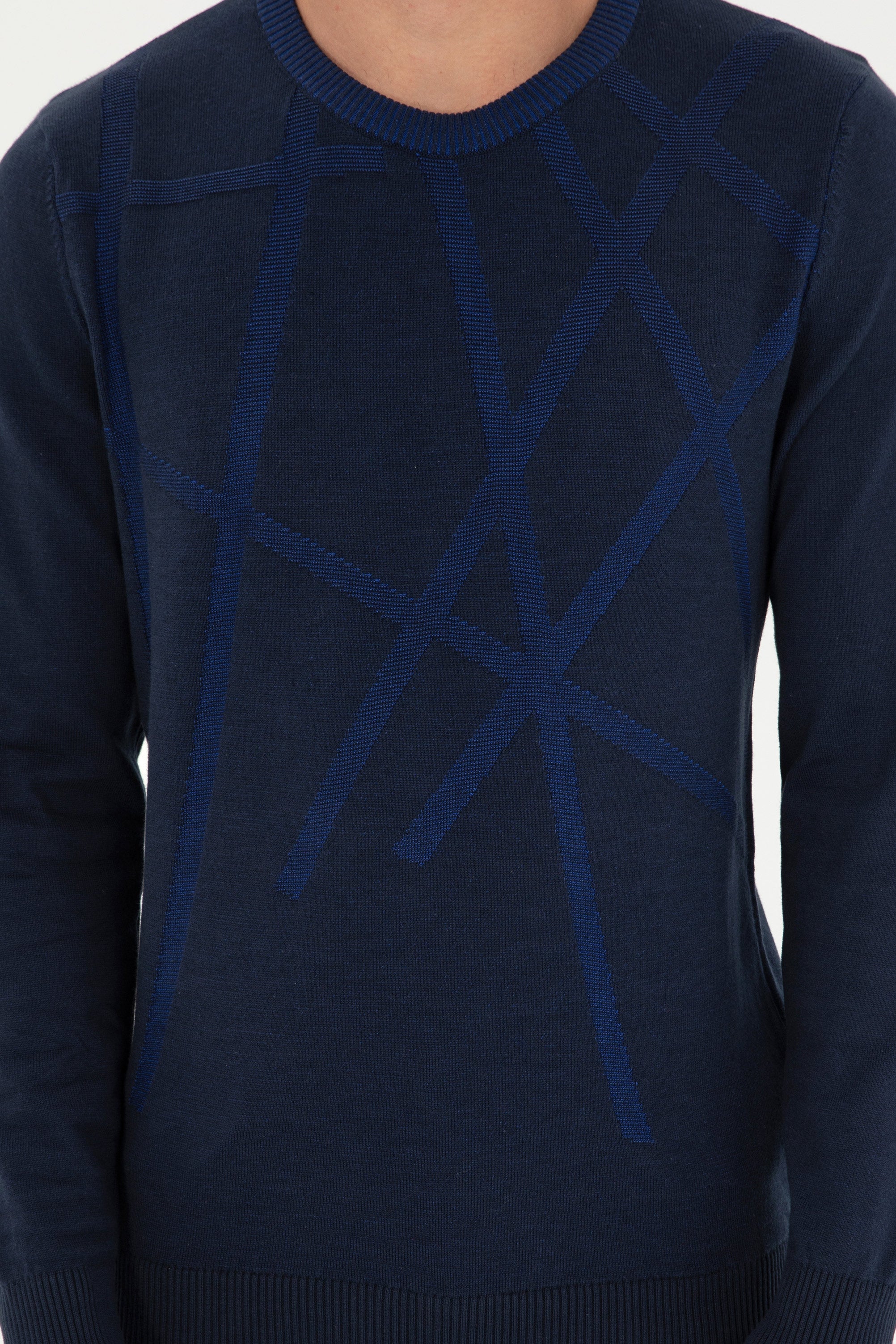 USPA M Jumper R/Neck Abstract Navy VR033 USPJR353 US POLO ASSN.