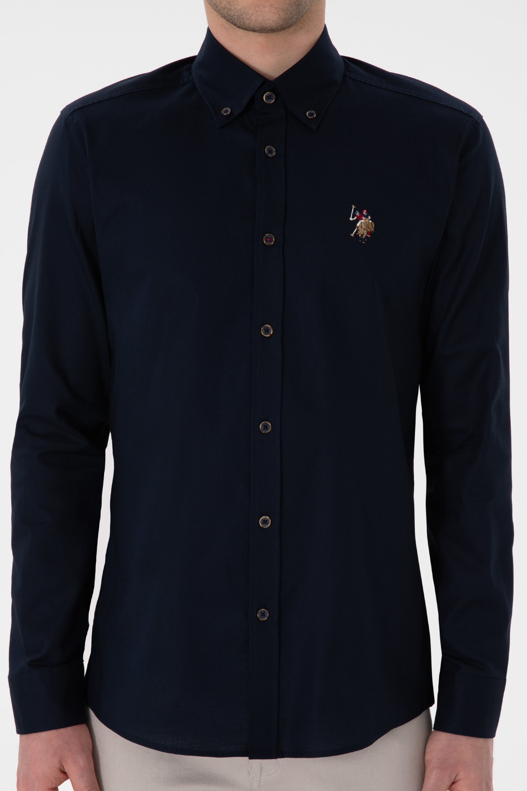 USPA Men Shirt Cedcolor Slim Full Sleeve Navy VR033 USPSH353 US Polo Assn.